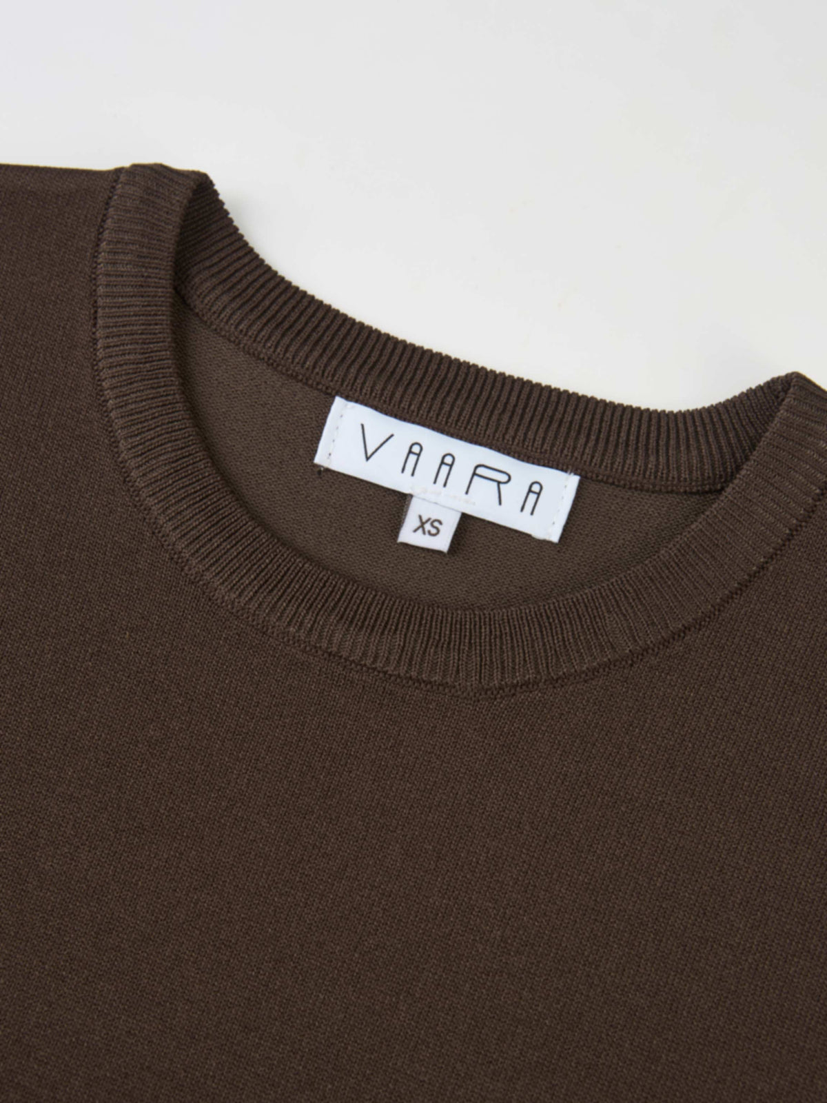 Sleeveless Crew Neck Silk Knit Top - Brown