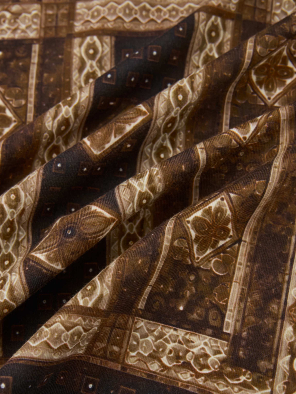 Printed Modal Turtleneck - Brown Mosaic