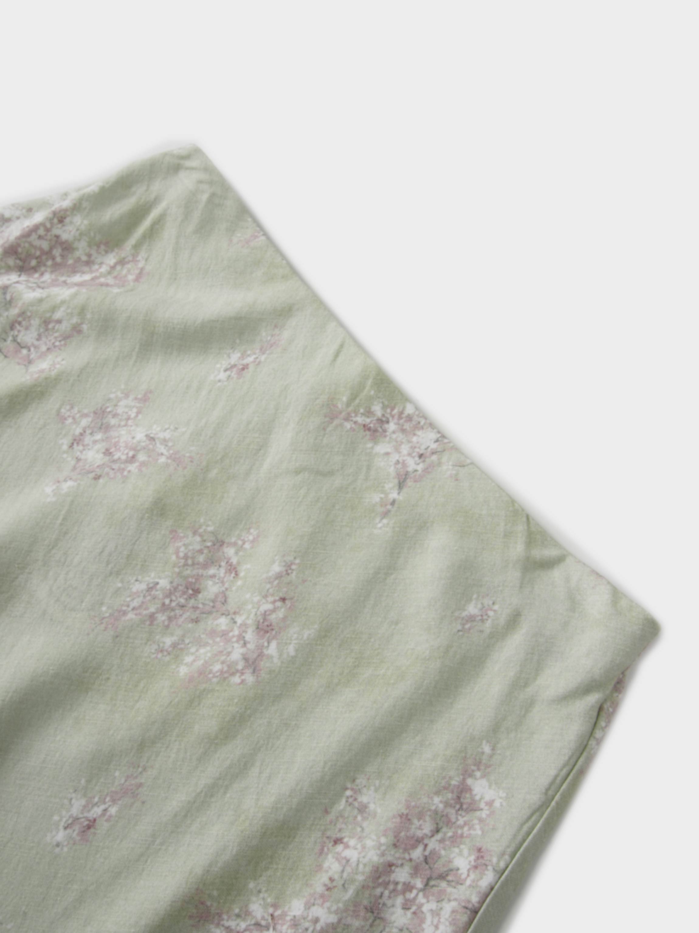 Printed Linen Blend Slip Skirt-Soft Floral