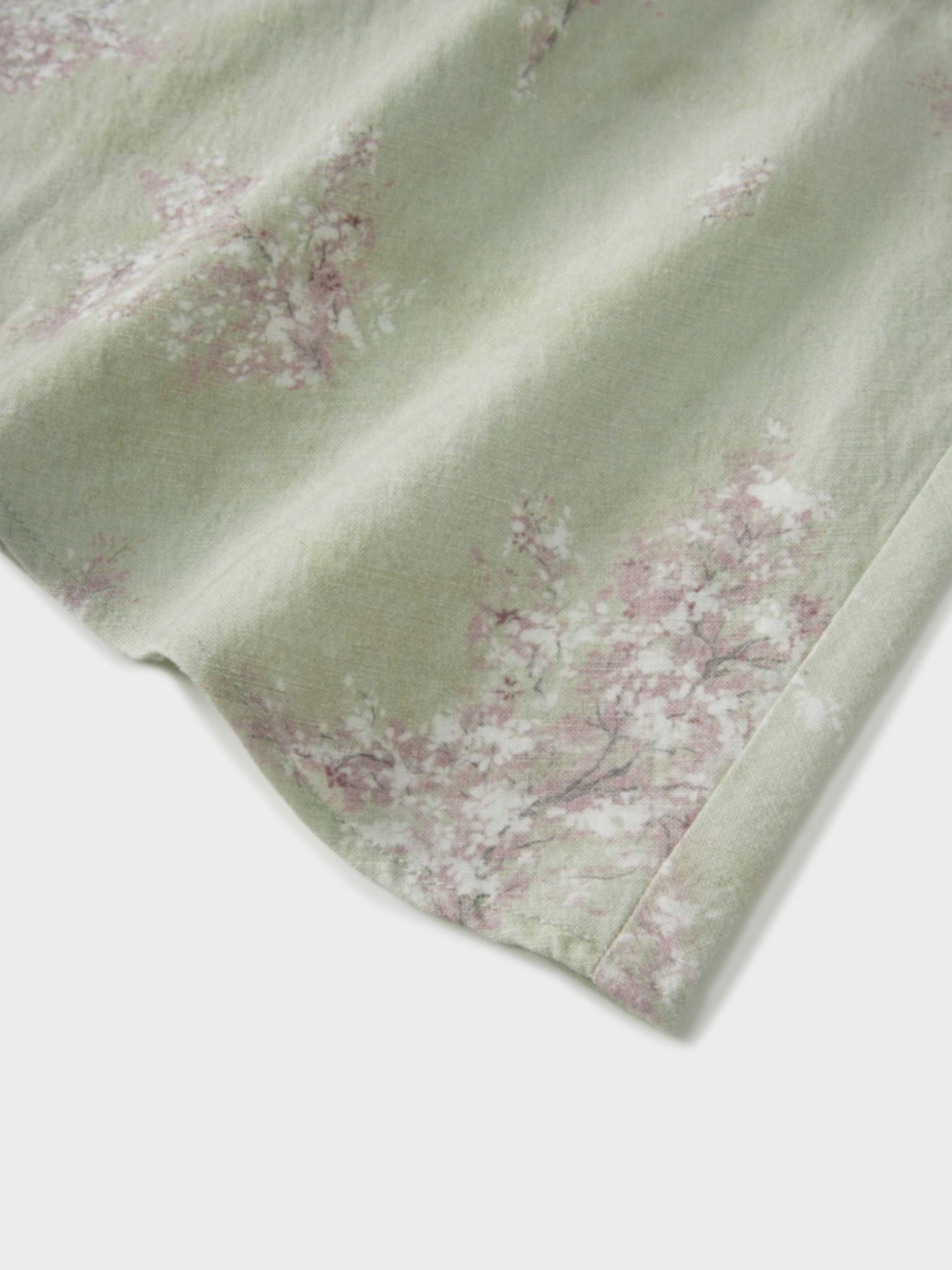 Printed Linen Blend Slip Skirt-Soft Floral