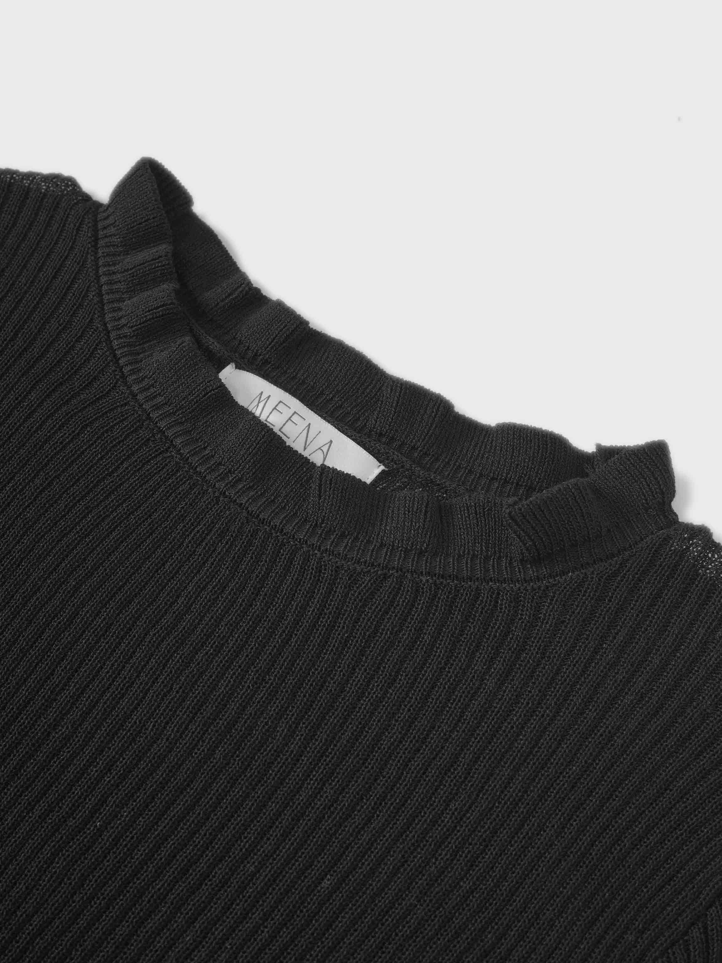 Ruffle Sweater-Black