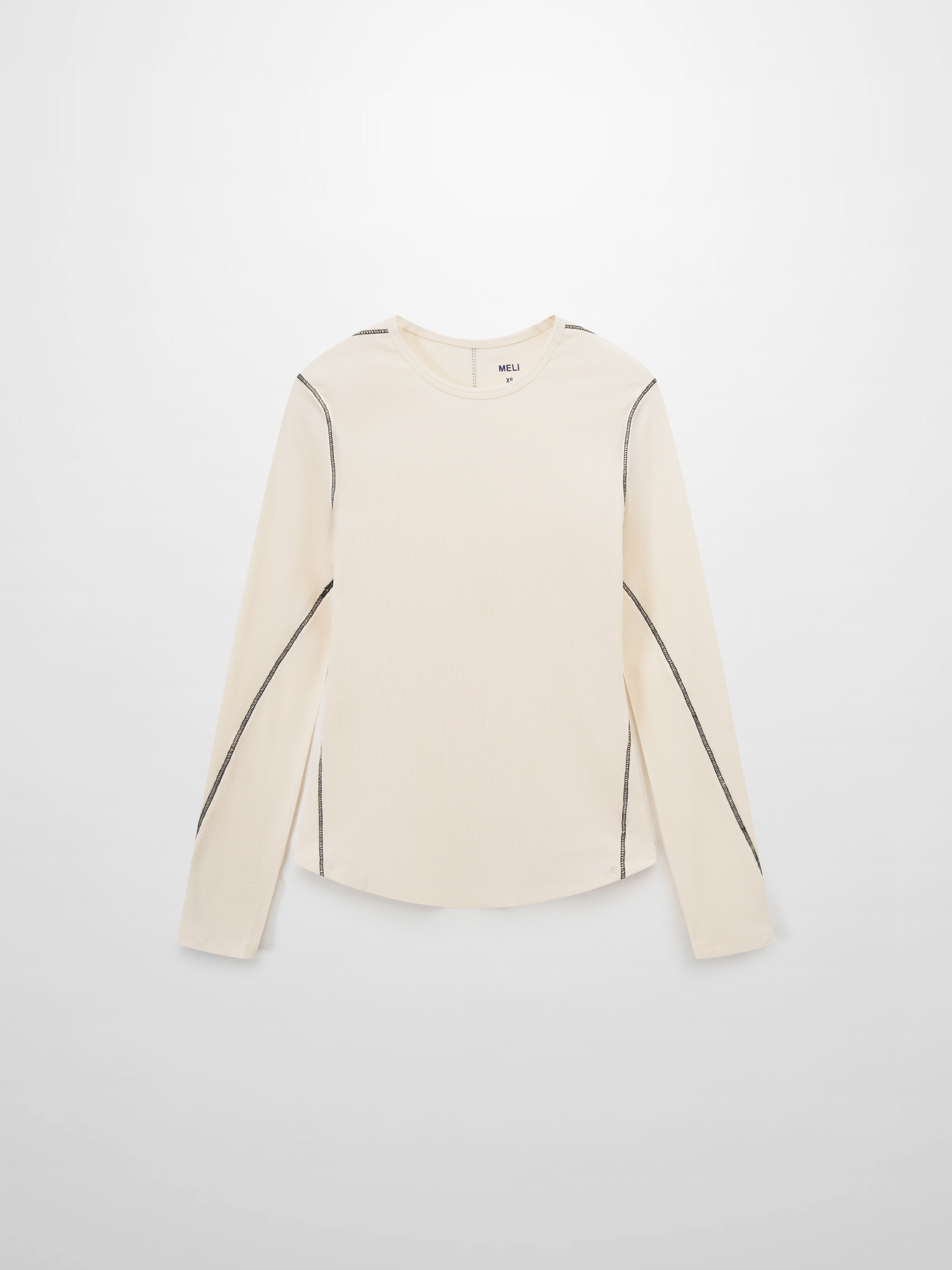 Cross Stitch Ribbed T-Shirt-Cream