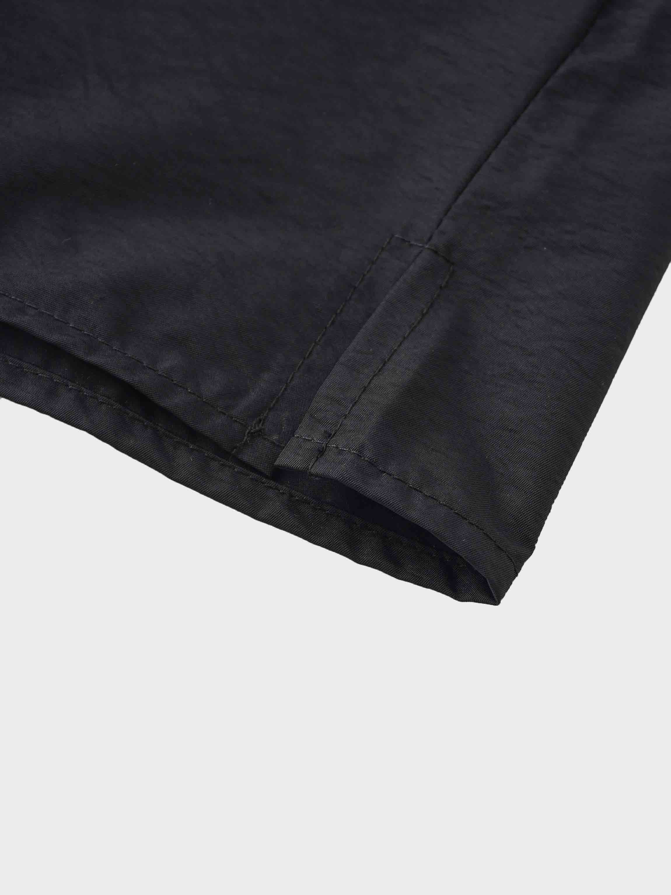 Bubble Sleeve Taffeta Top-Black