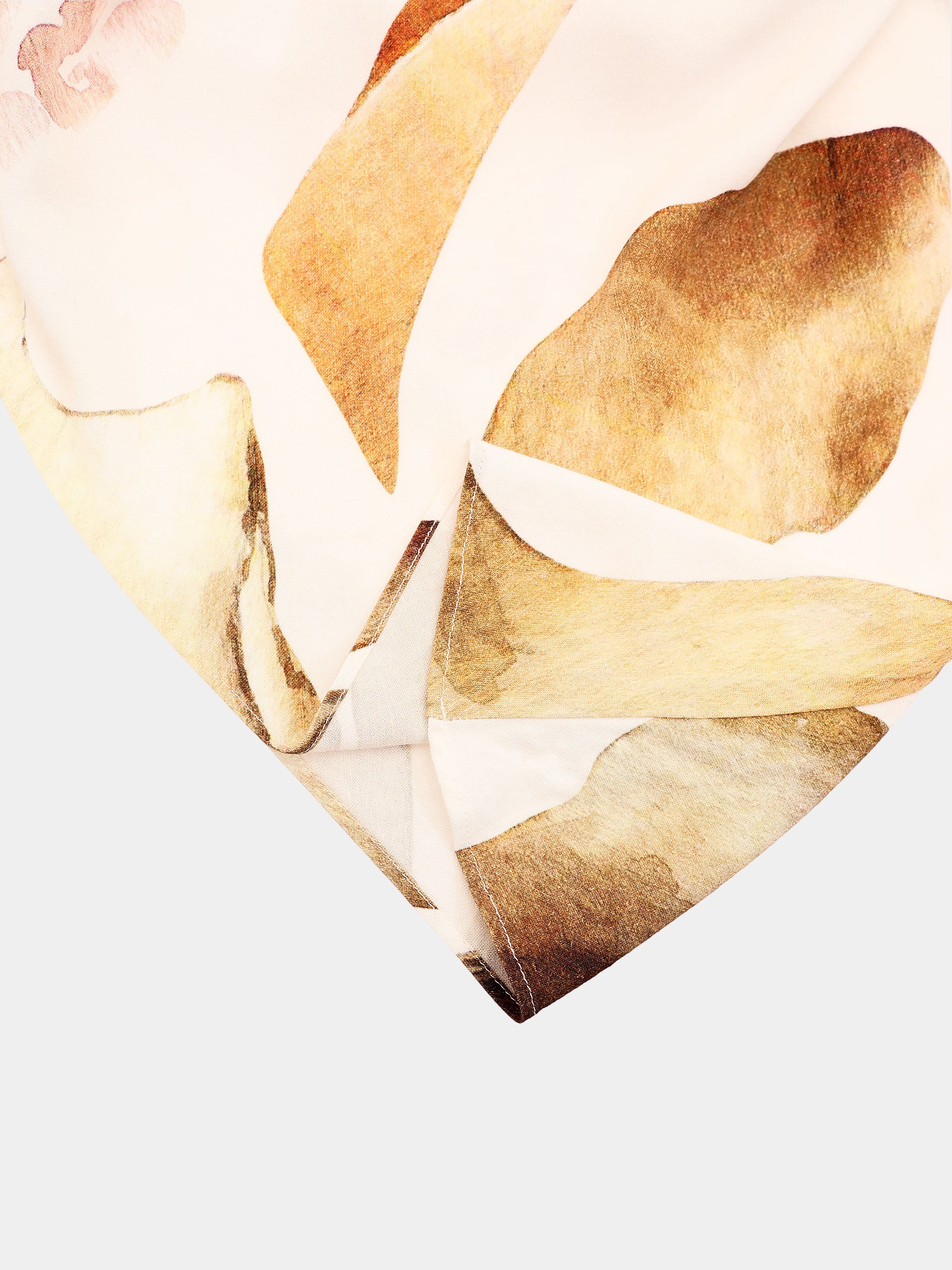 Printed Linen Blend Slip Skirt-Brown Floral