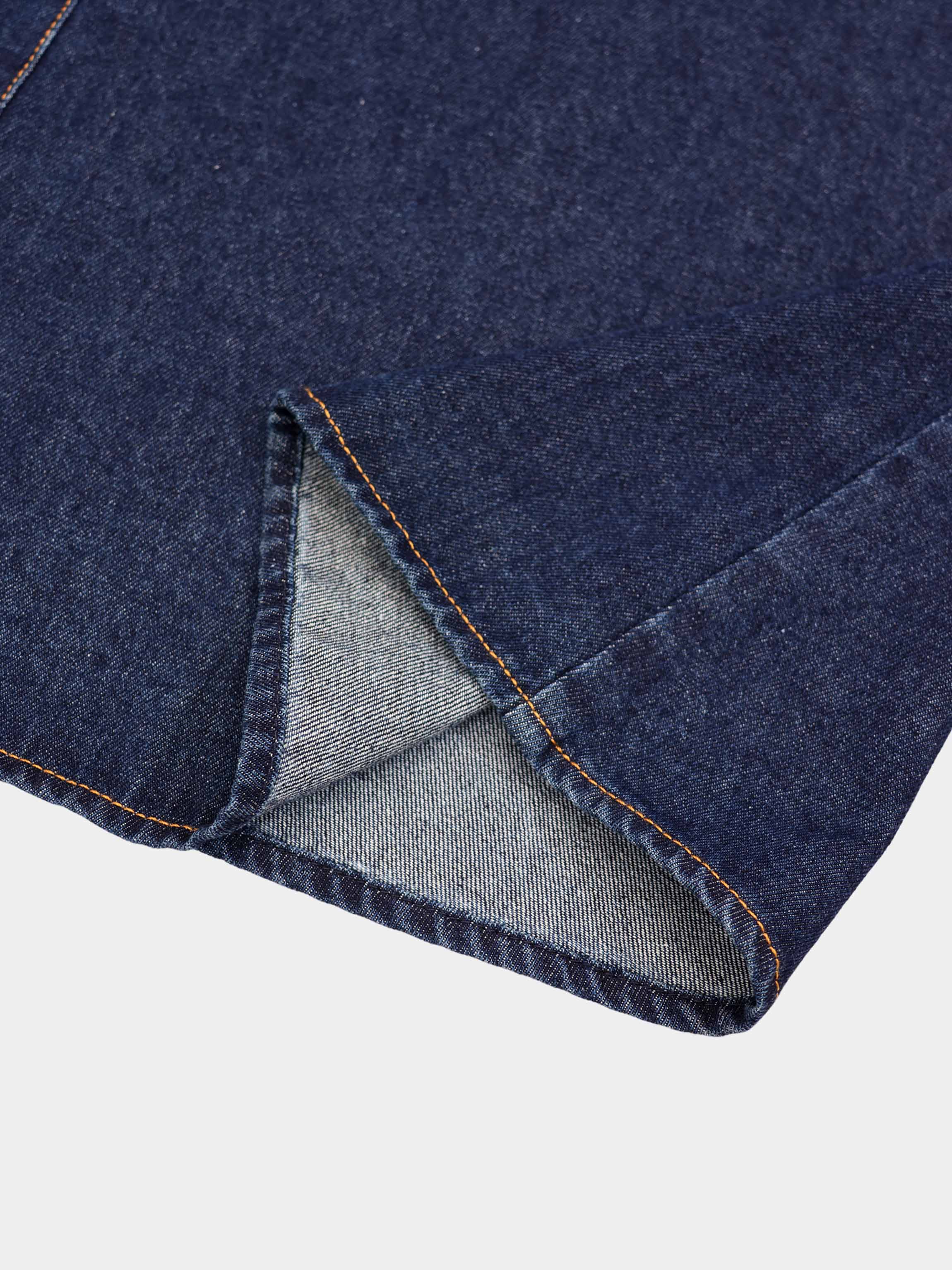 A-Line Seamed Denim Skirt-Blue