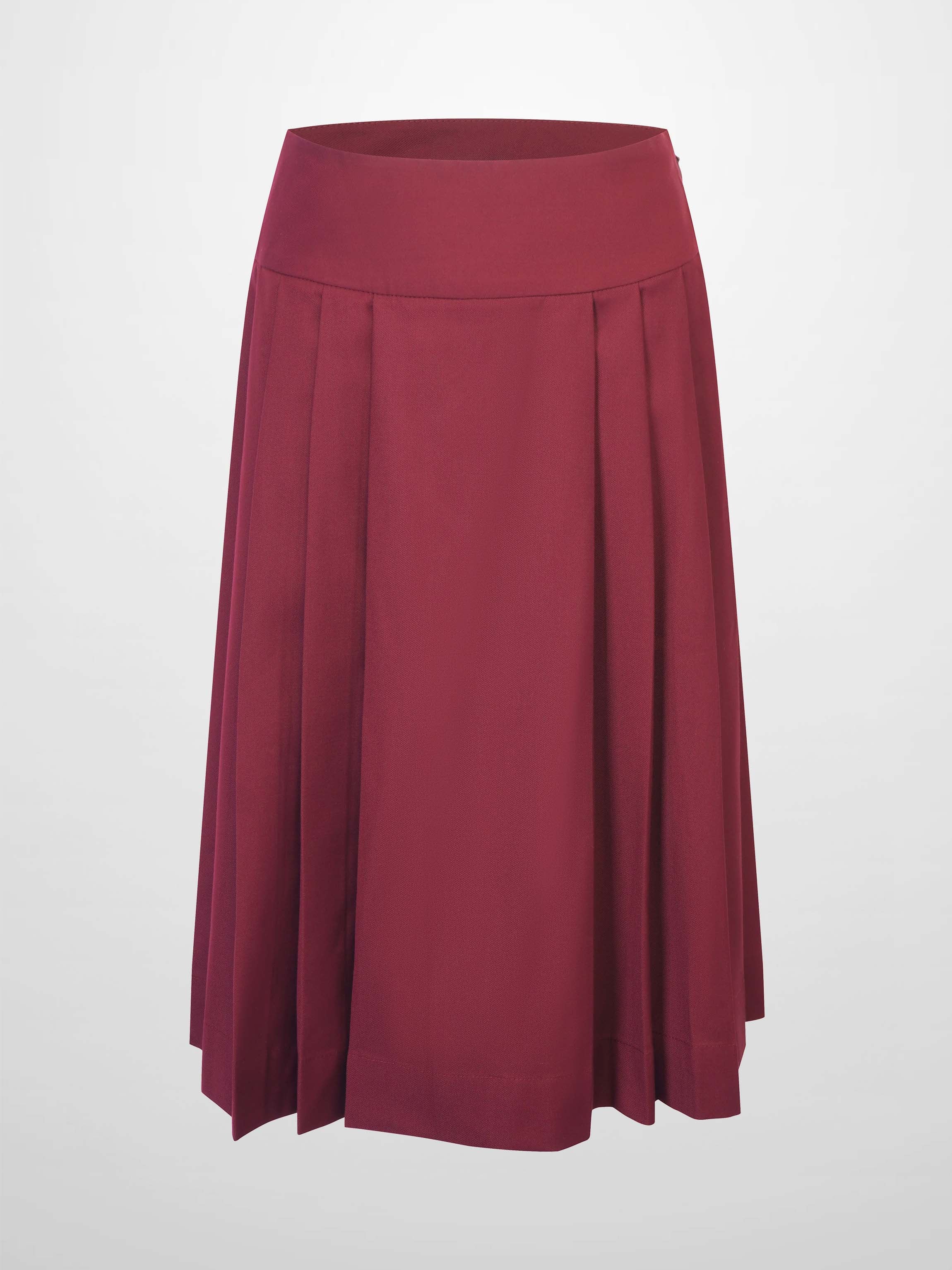 Yoke Pleated Skirt-Burgundy
