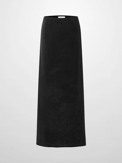 Velour Slip Skirt-Black