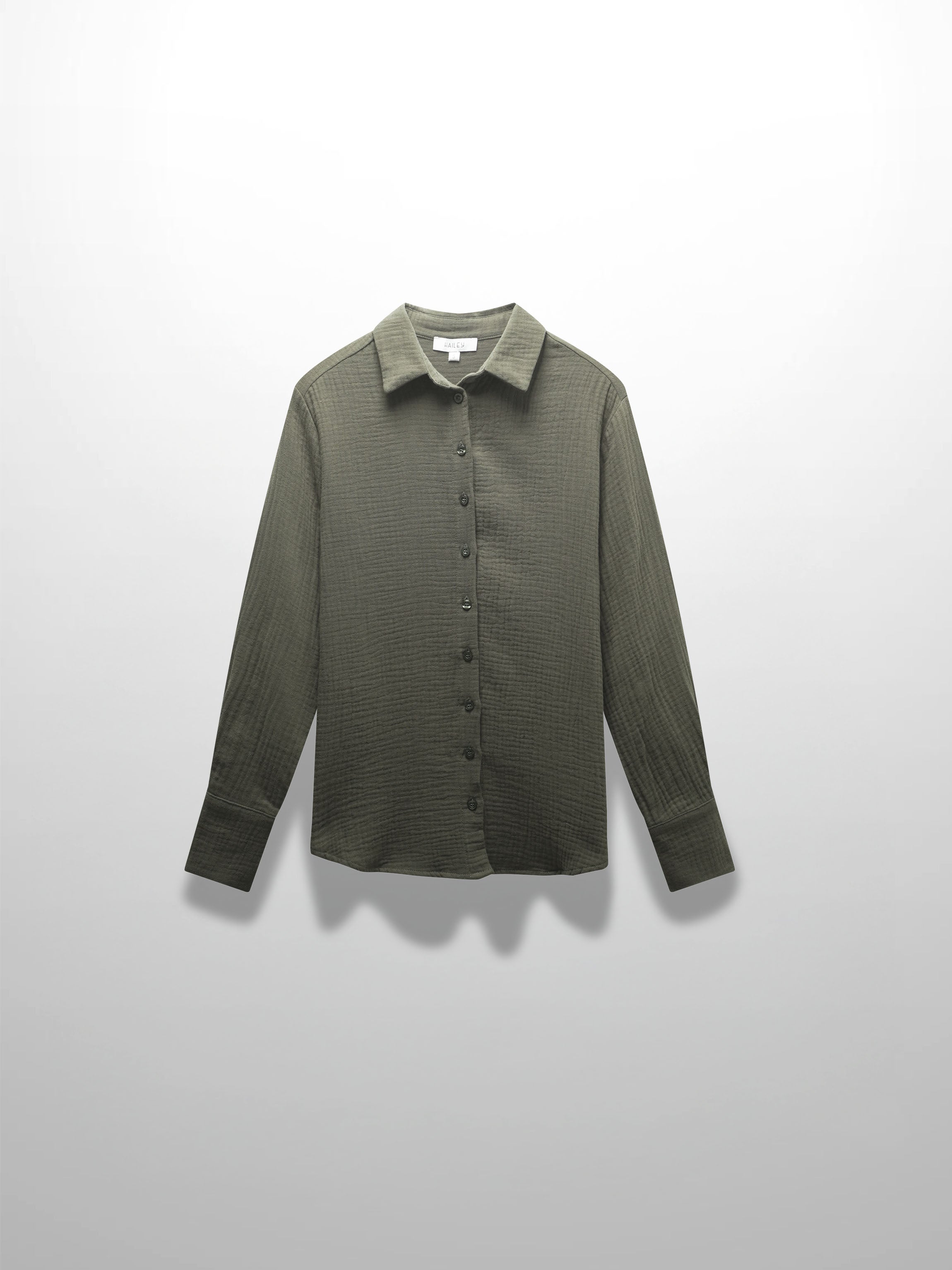 Gauze Button Down Blouse-Olive