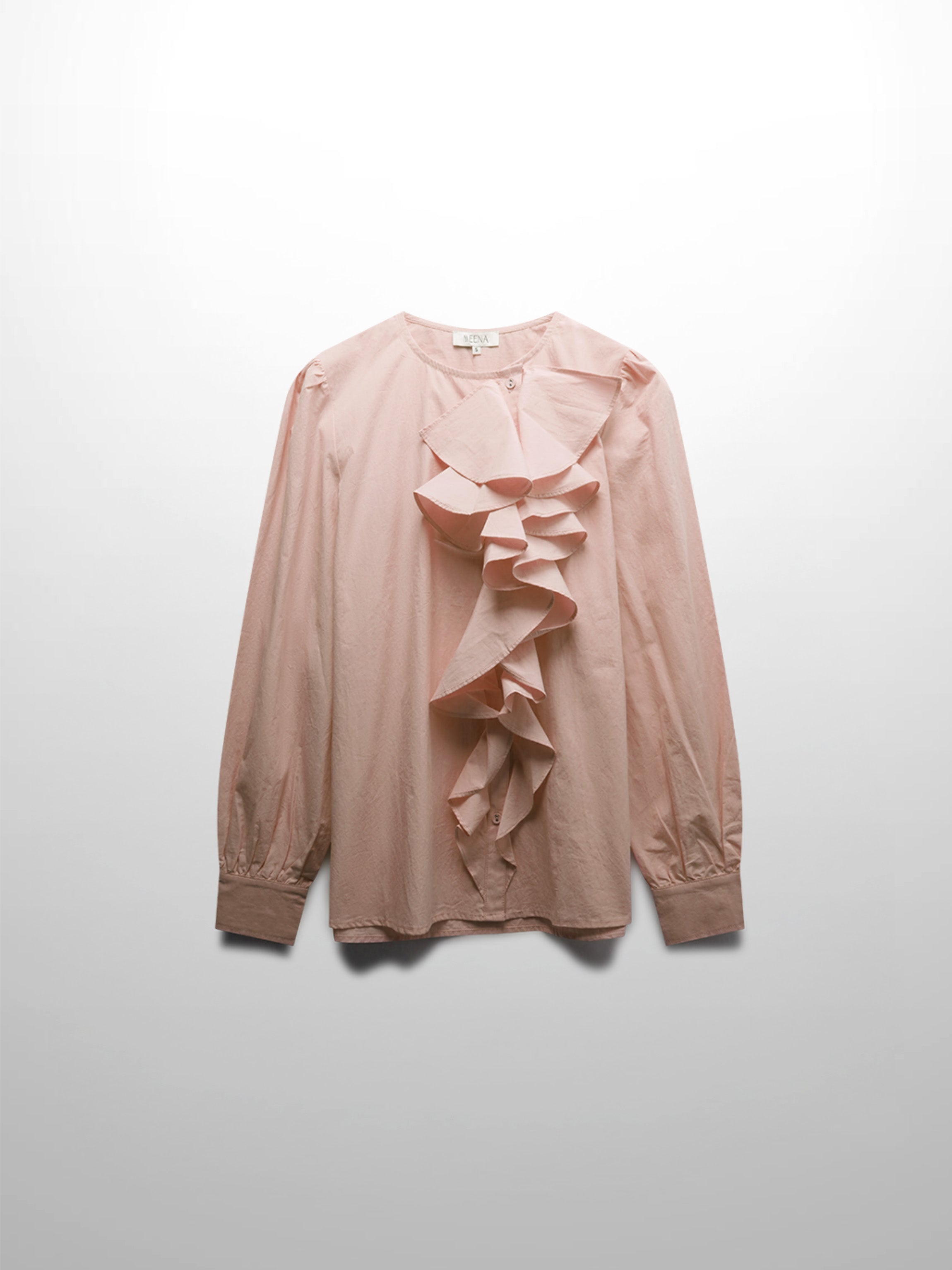 Asymmetrical Ruffle Blouse-Rose Pink