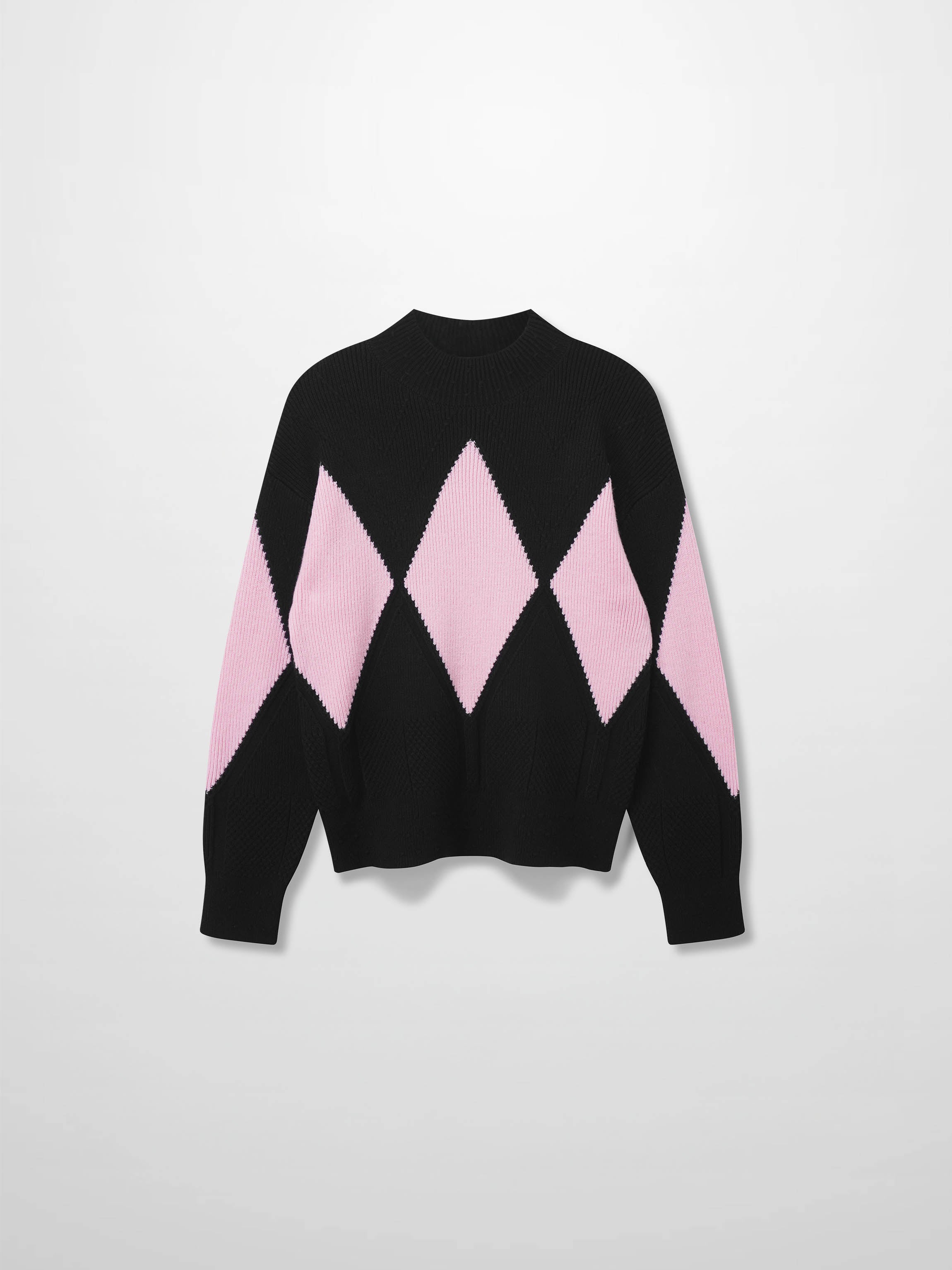 Center Diamond Sweater-Black/Pink