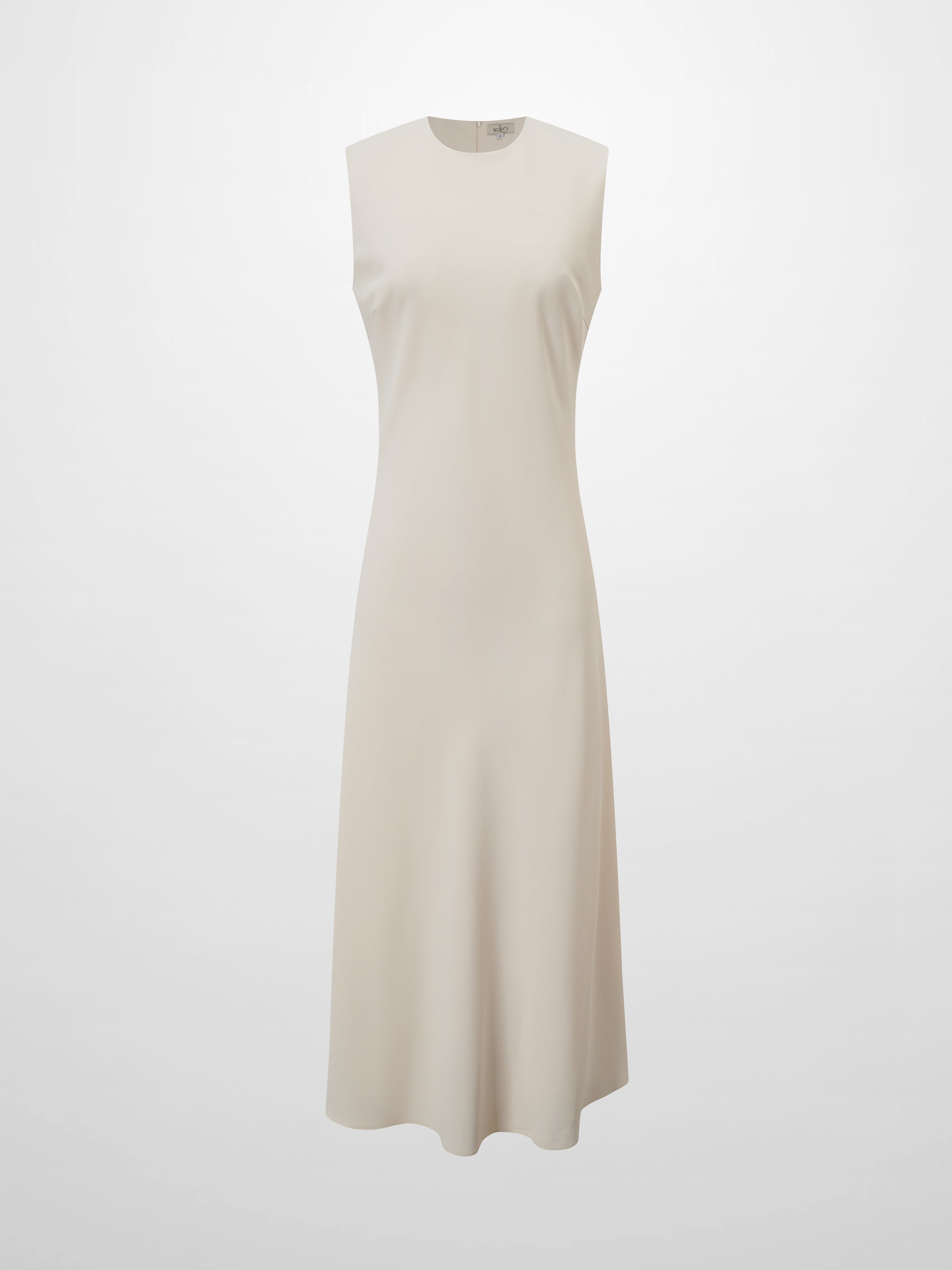 Faux Satin Crew Neck Slip Dress-White