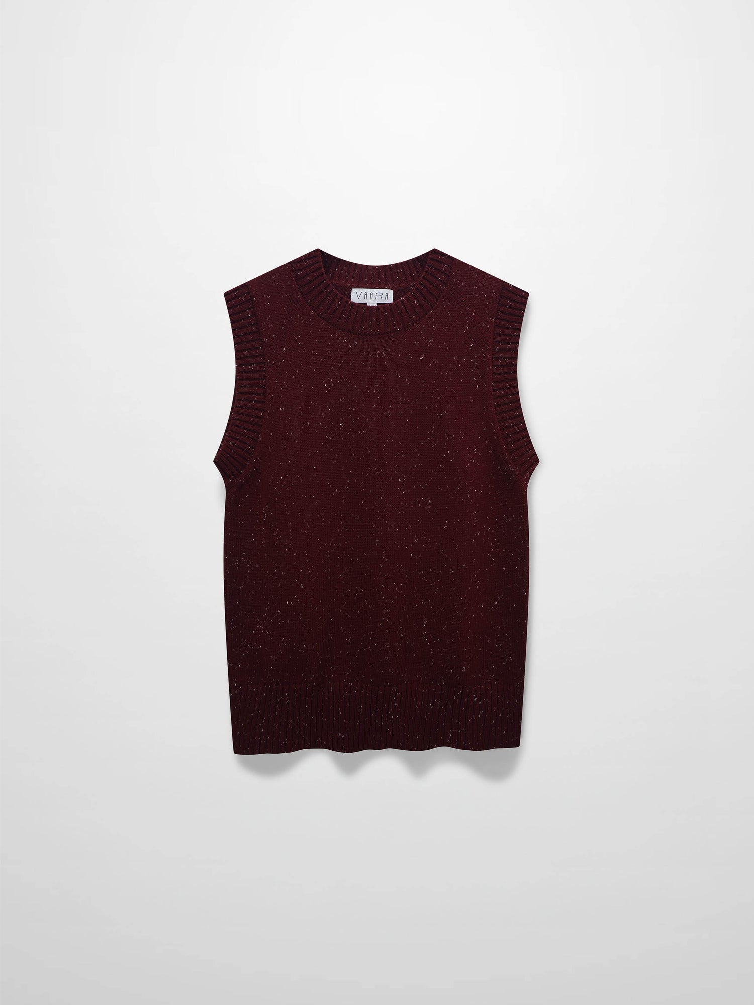 Speckled Crew Neck Vest-Burgundy