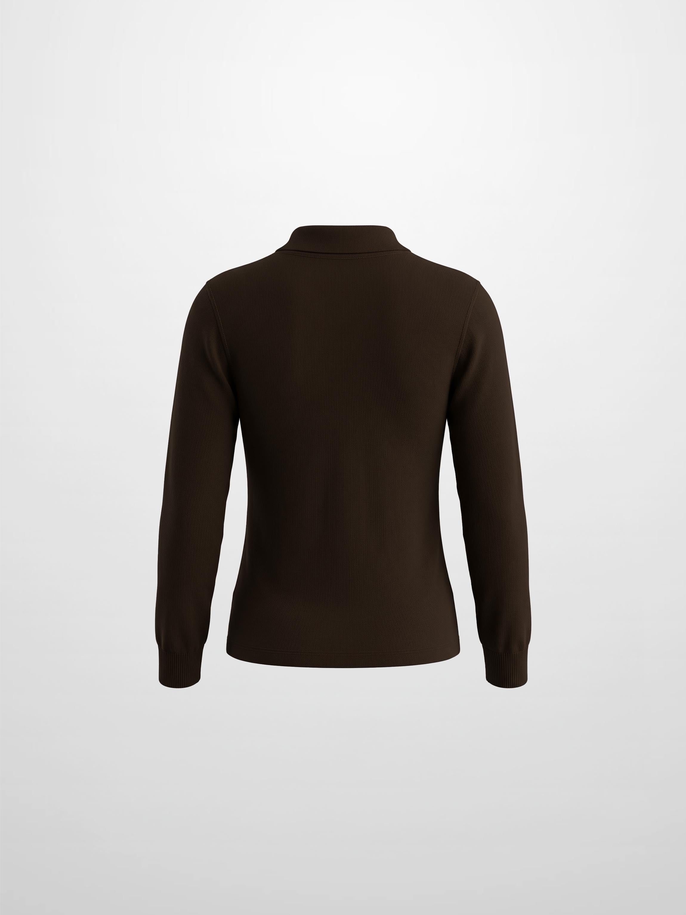 Asymmetrical Button Collar Sweater - Brown