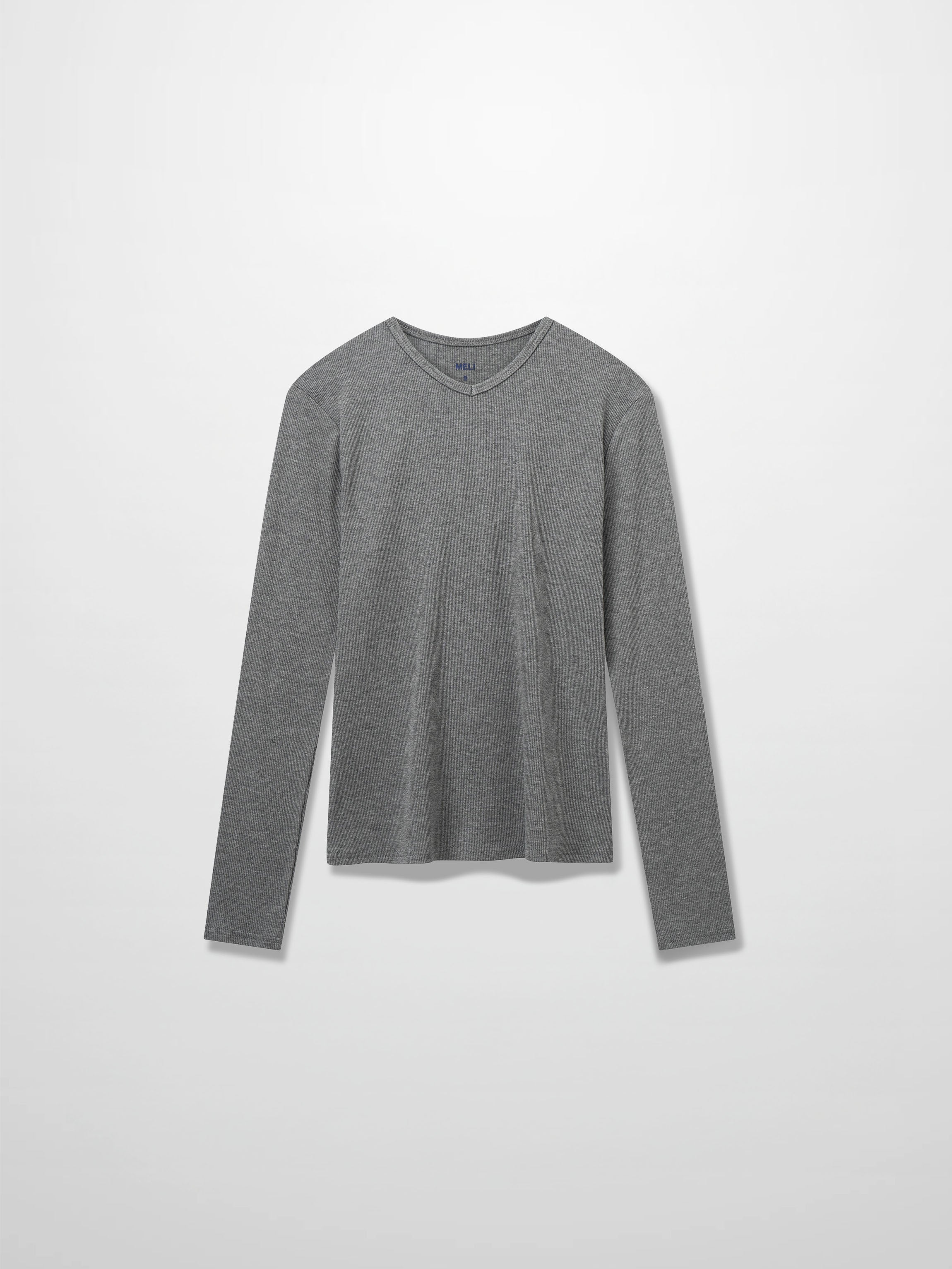 RIBBED HIGH V LS-GREY