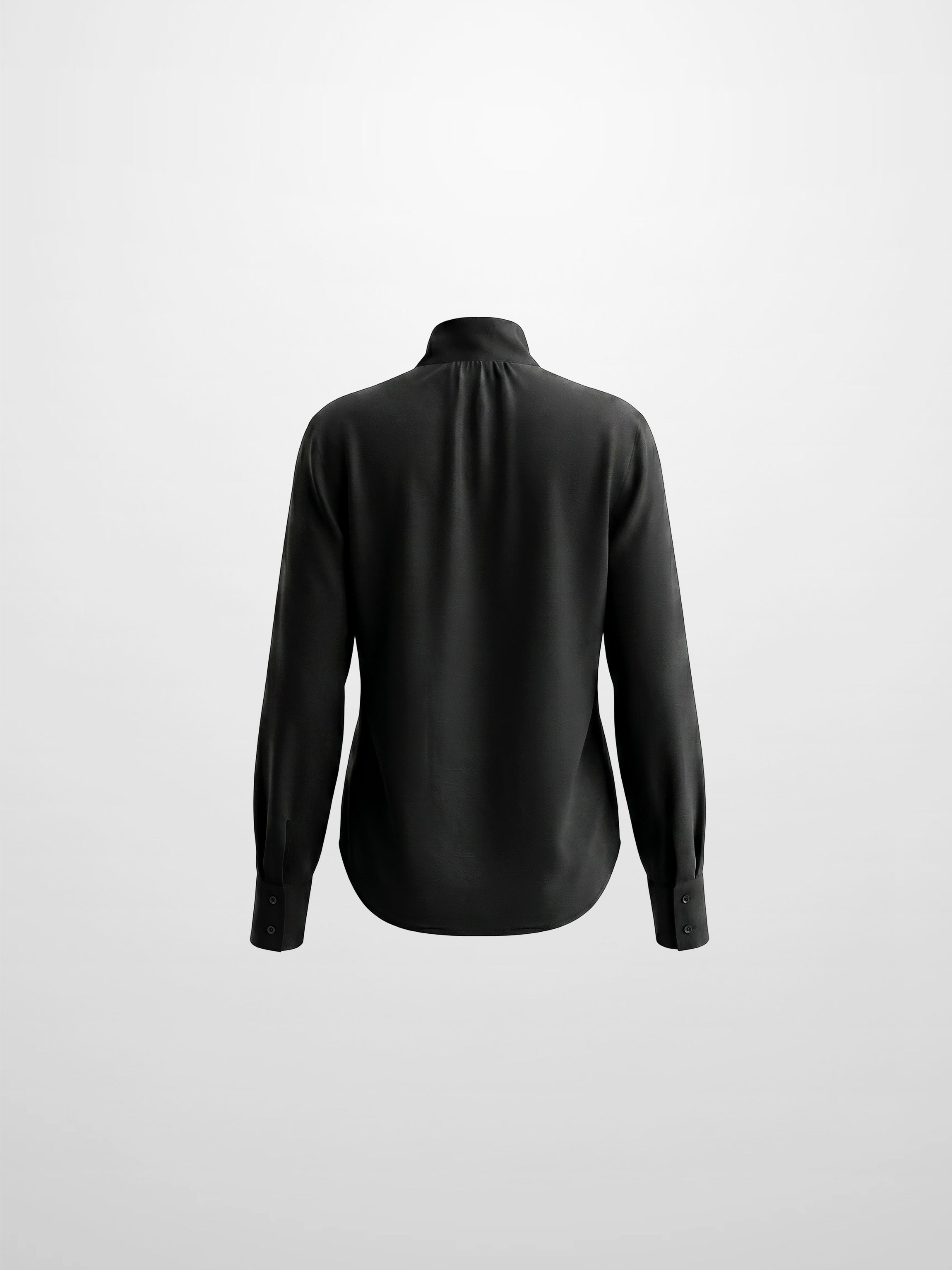 Fringe Bow Blouse-Black
