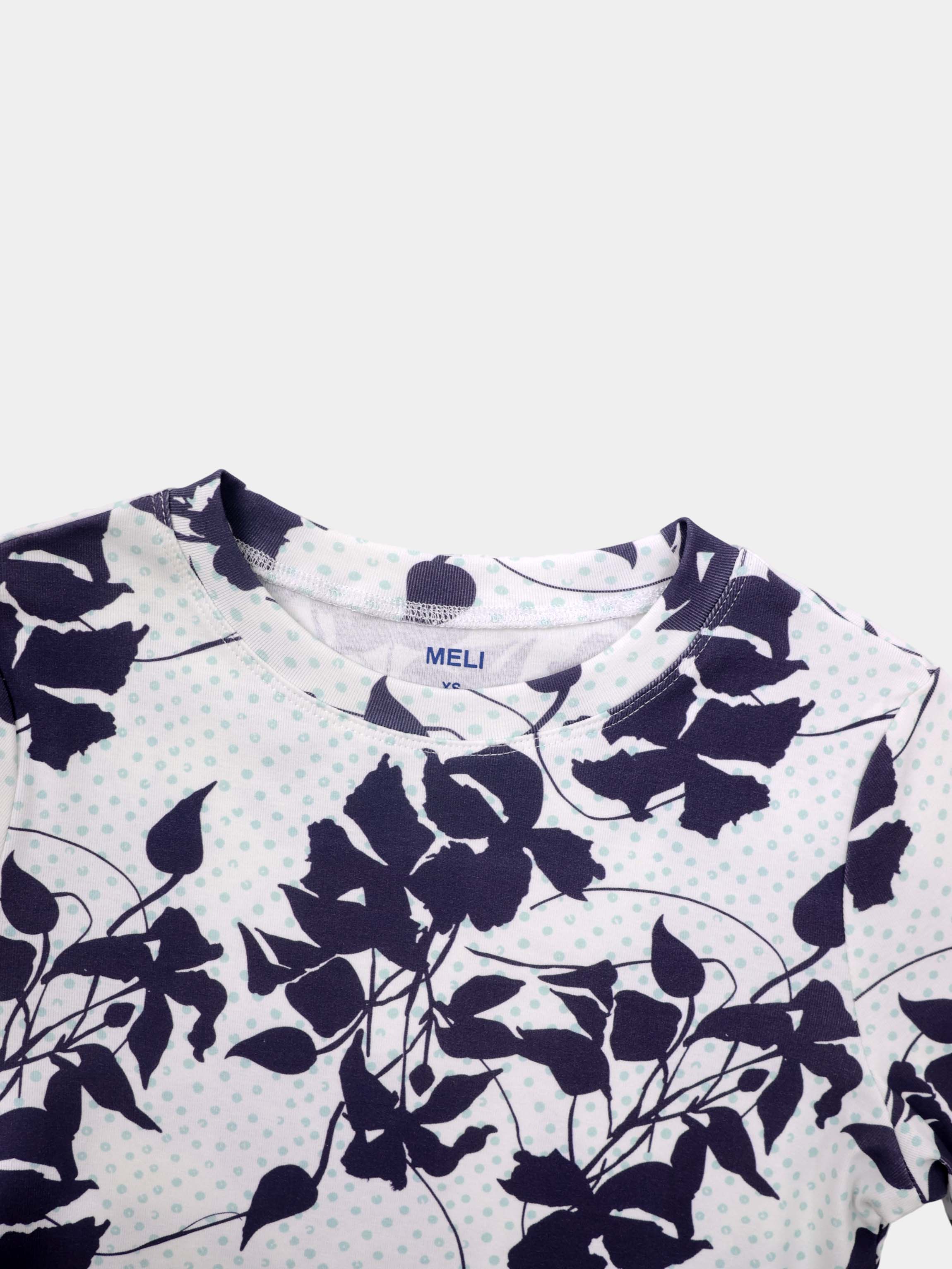 Basic Printed T-shirt-Polka Dot Floral