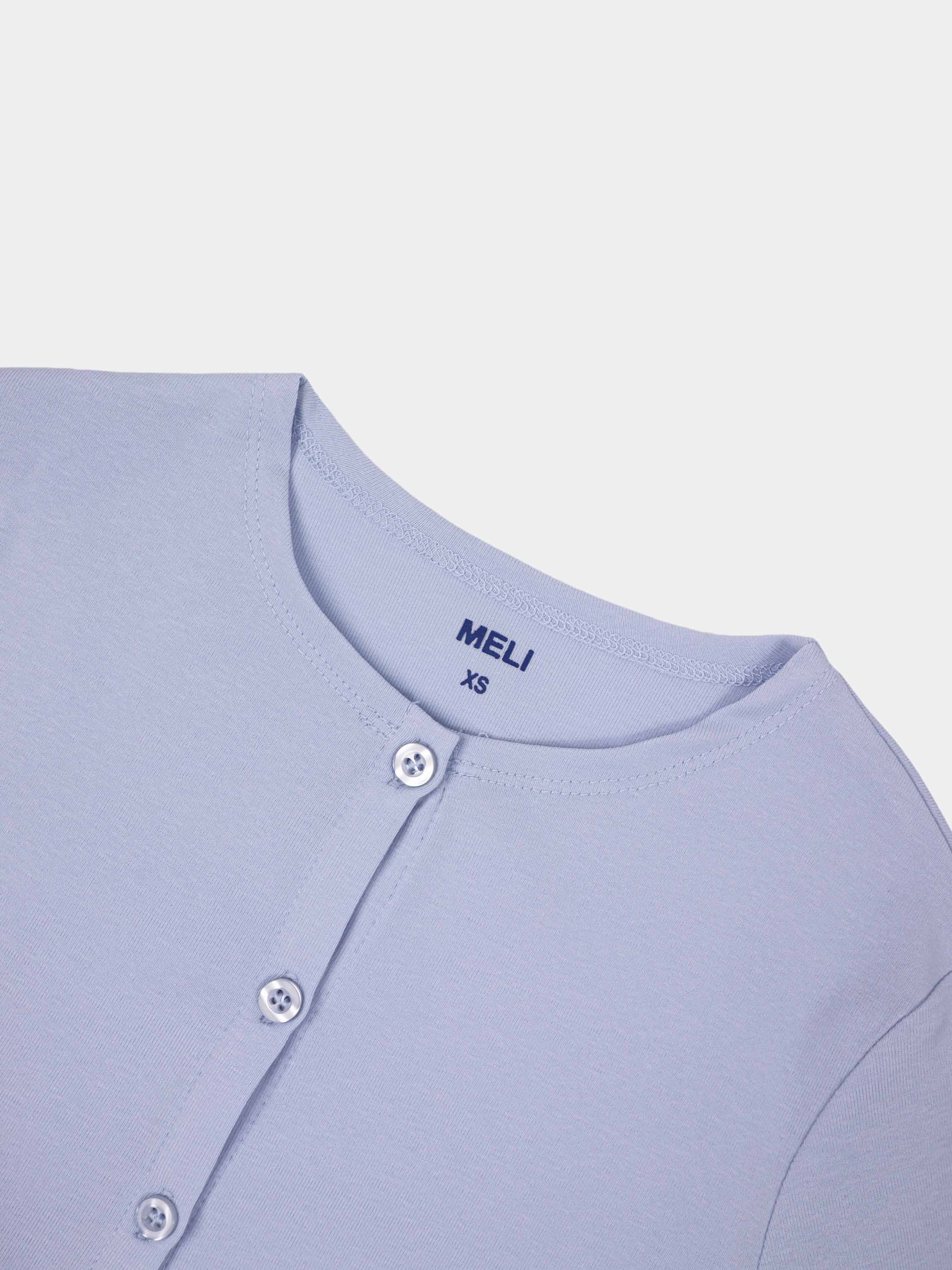 Crop T-Shirt Cardigan-Light Blue