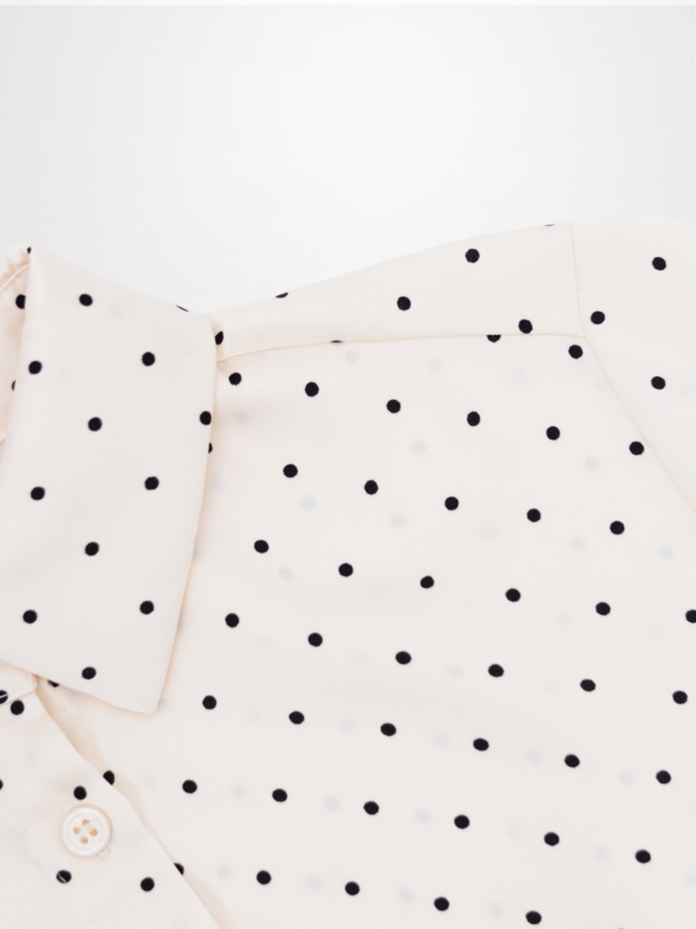 Oversized Satin Blouse-Cream Small Polka Dot