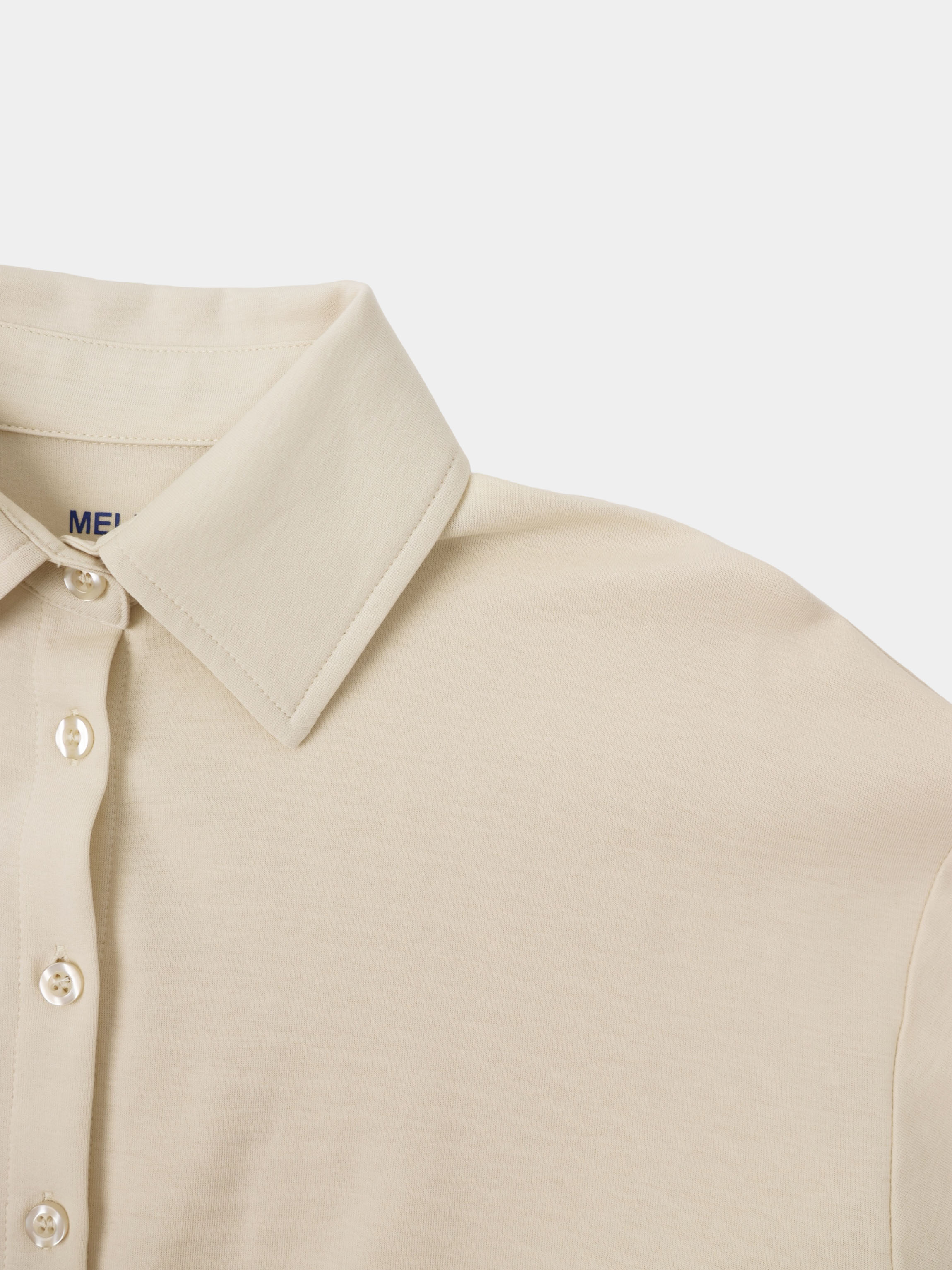 Waist Tie Button Down T-Shirt-Bone