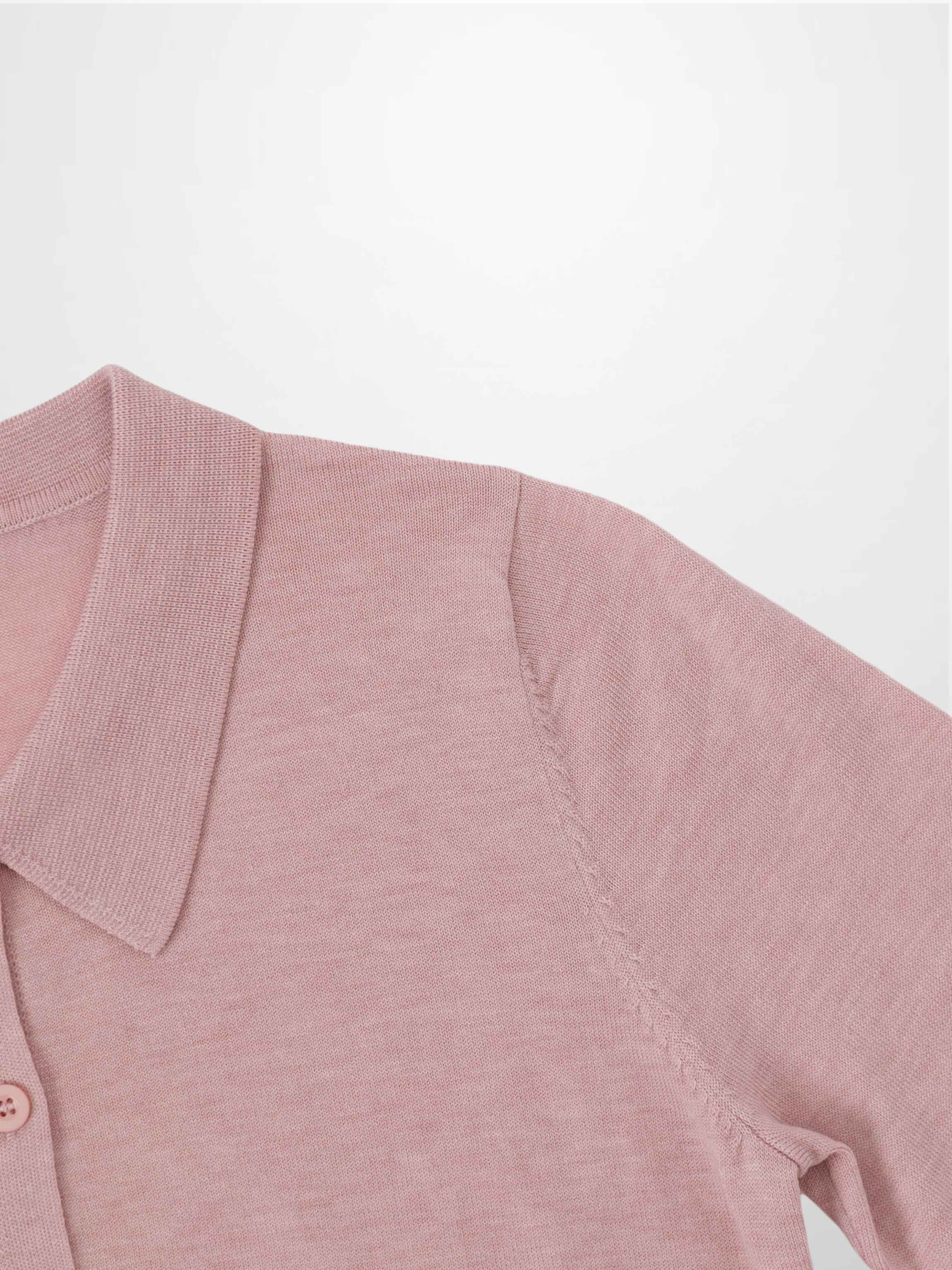 Wool Blend Collared Cardigan-Pink