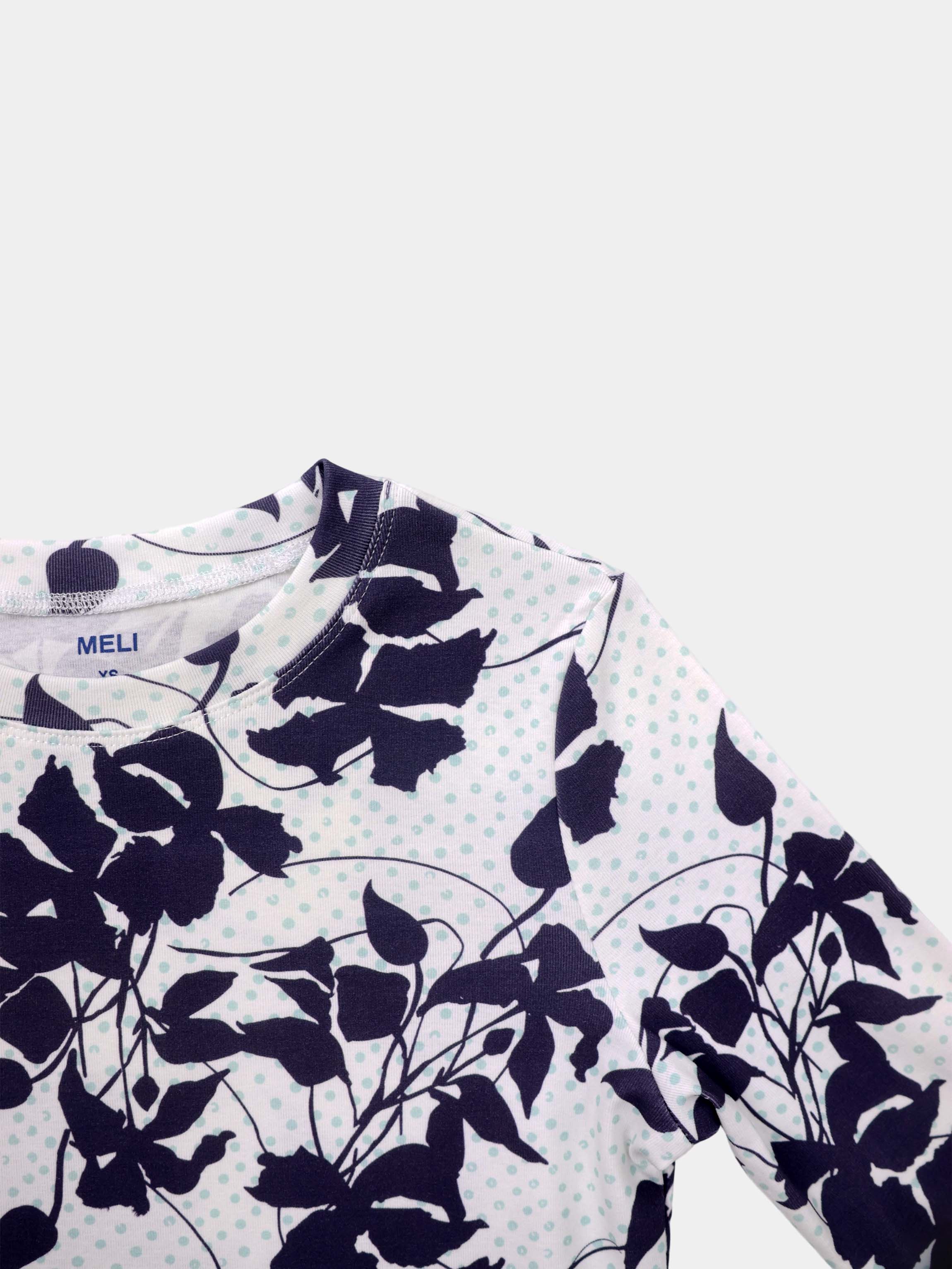 Basic Printed T-shirt-Polka Dot Floral