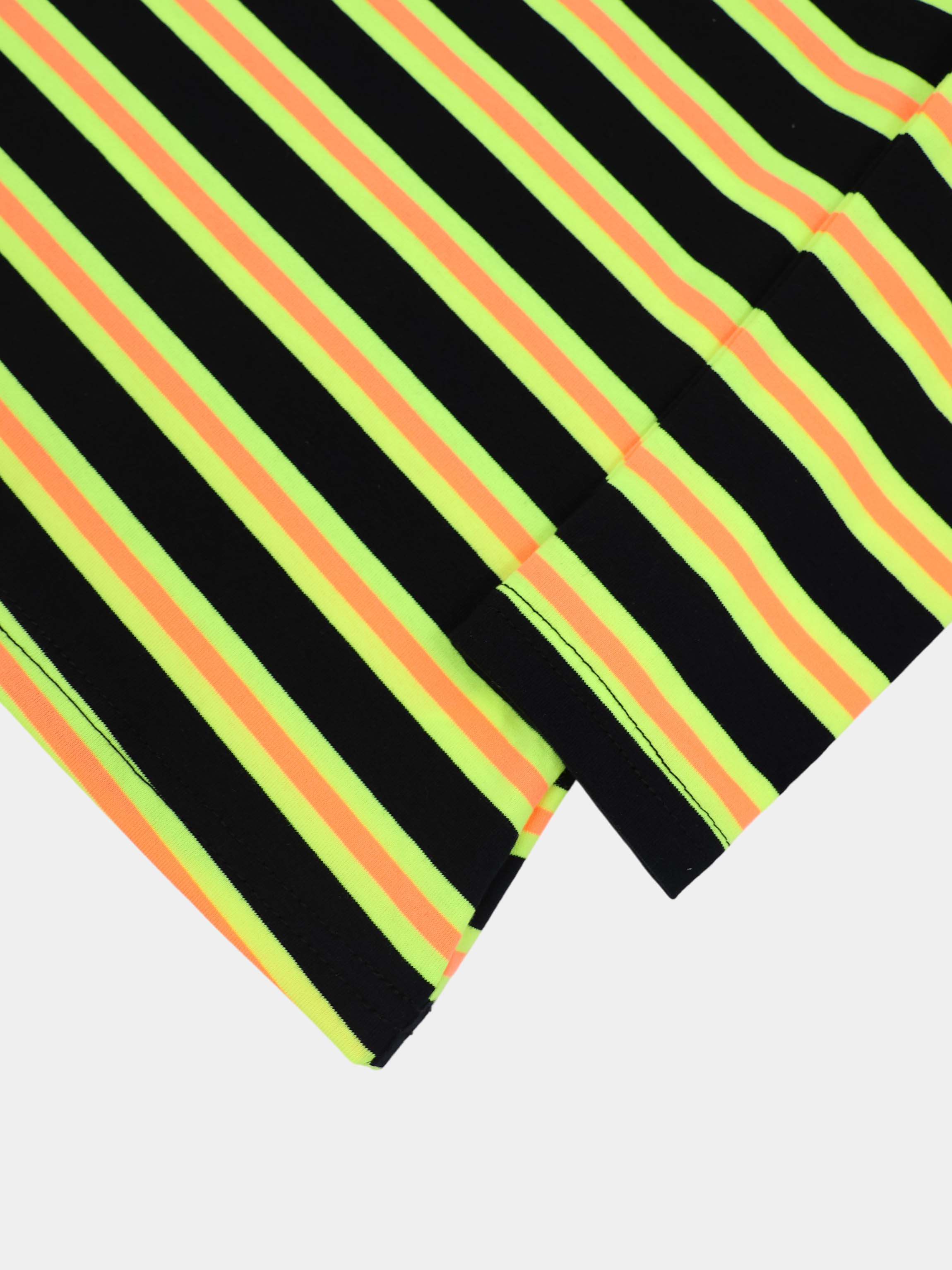 Embroidered Crown Striped Tee-Black/Yellow/Orange