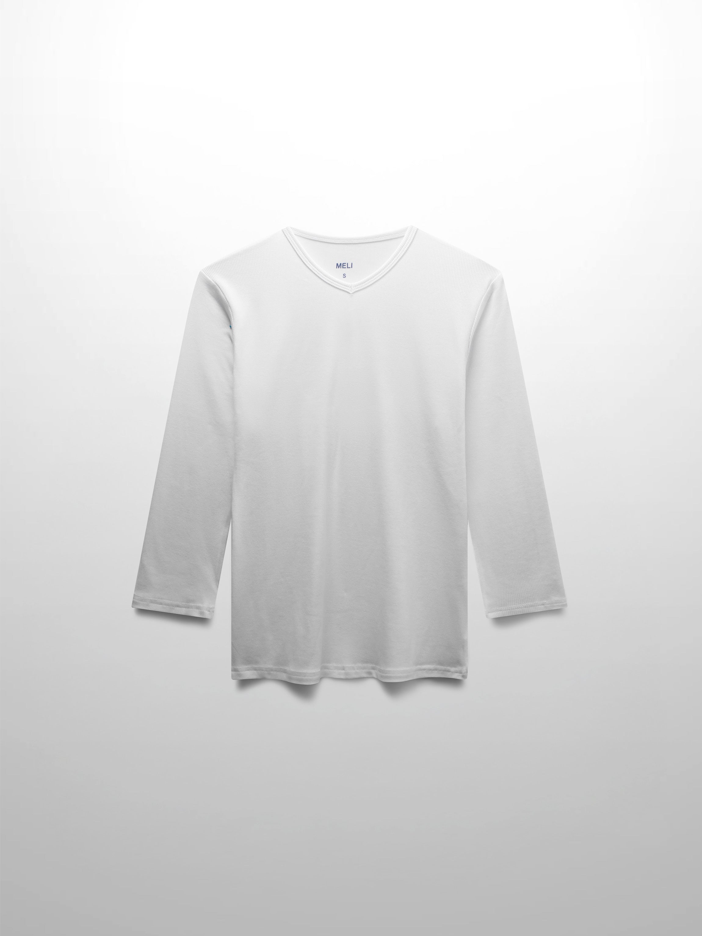CAMISETA ACANALADA V ALTA - 3Q - BLANCO