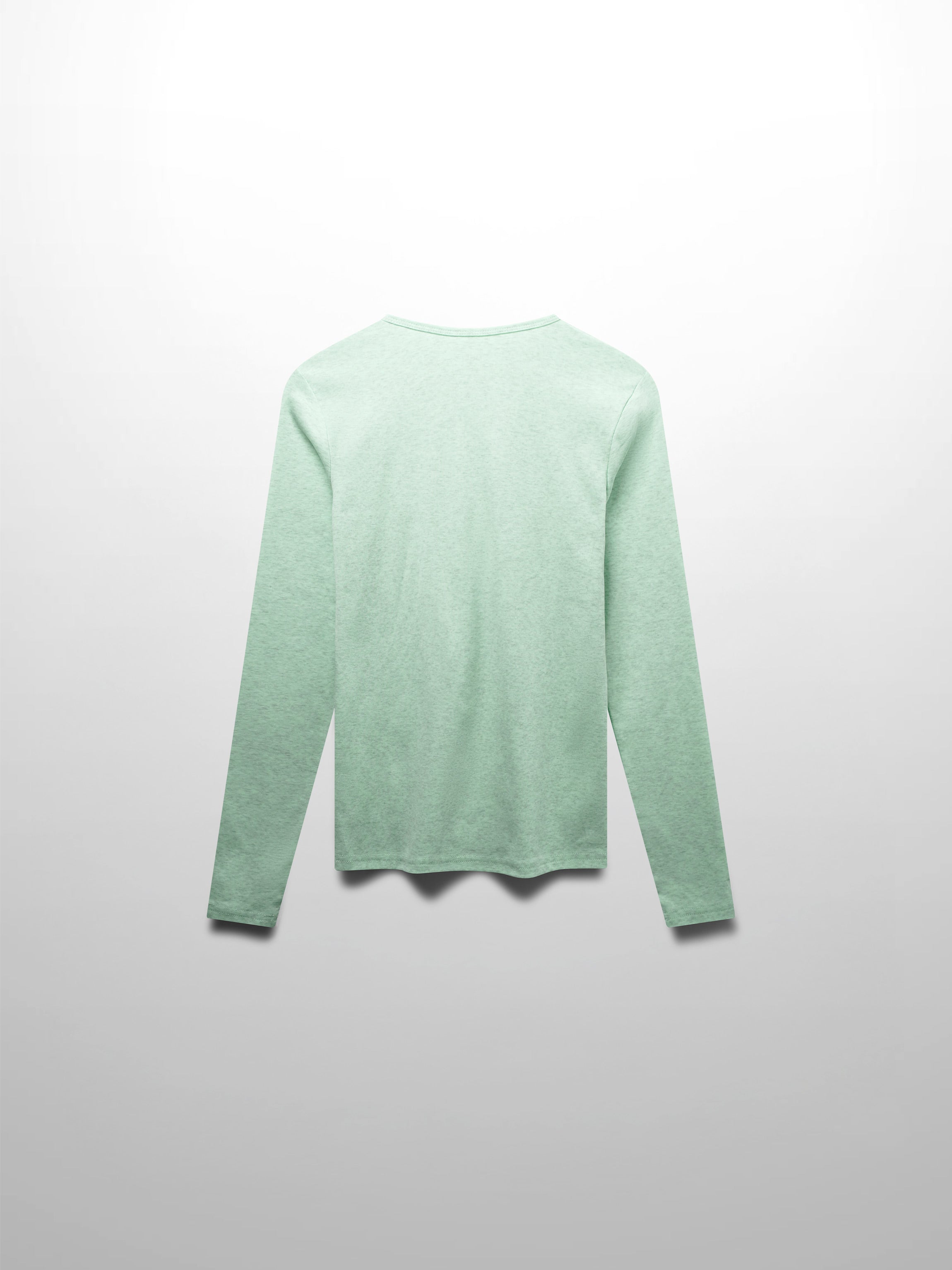 Basic High V Tee Long Sleeve-Heathered Mint/Grey