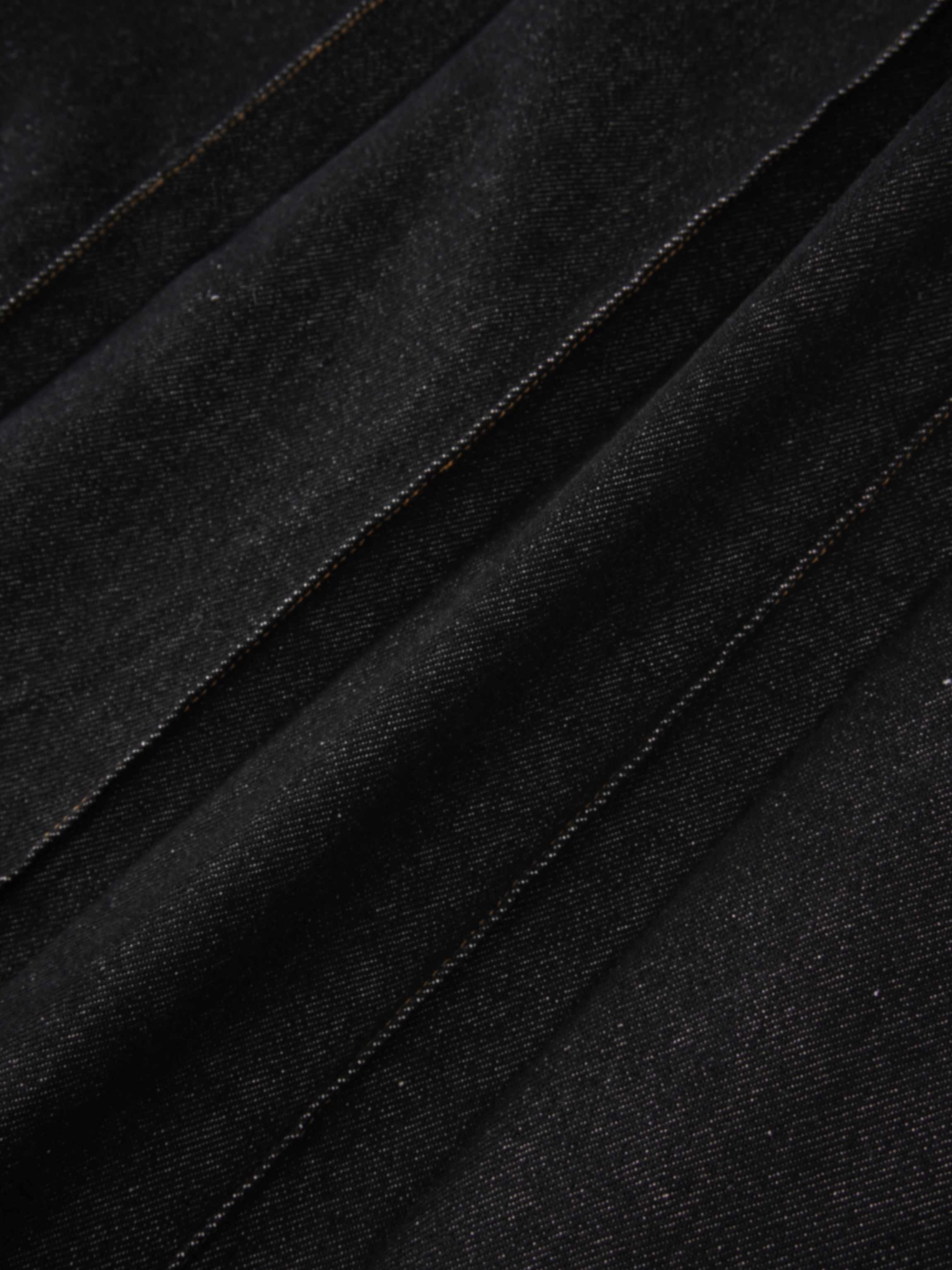 Pleat Pocket Tab Denim Skirt-Black