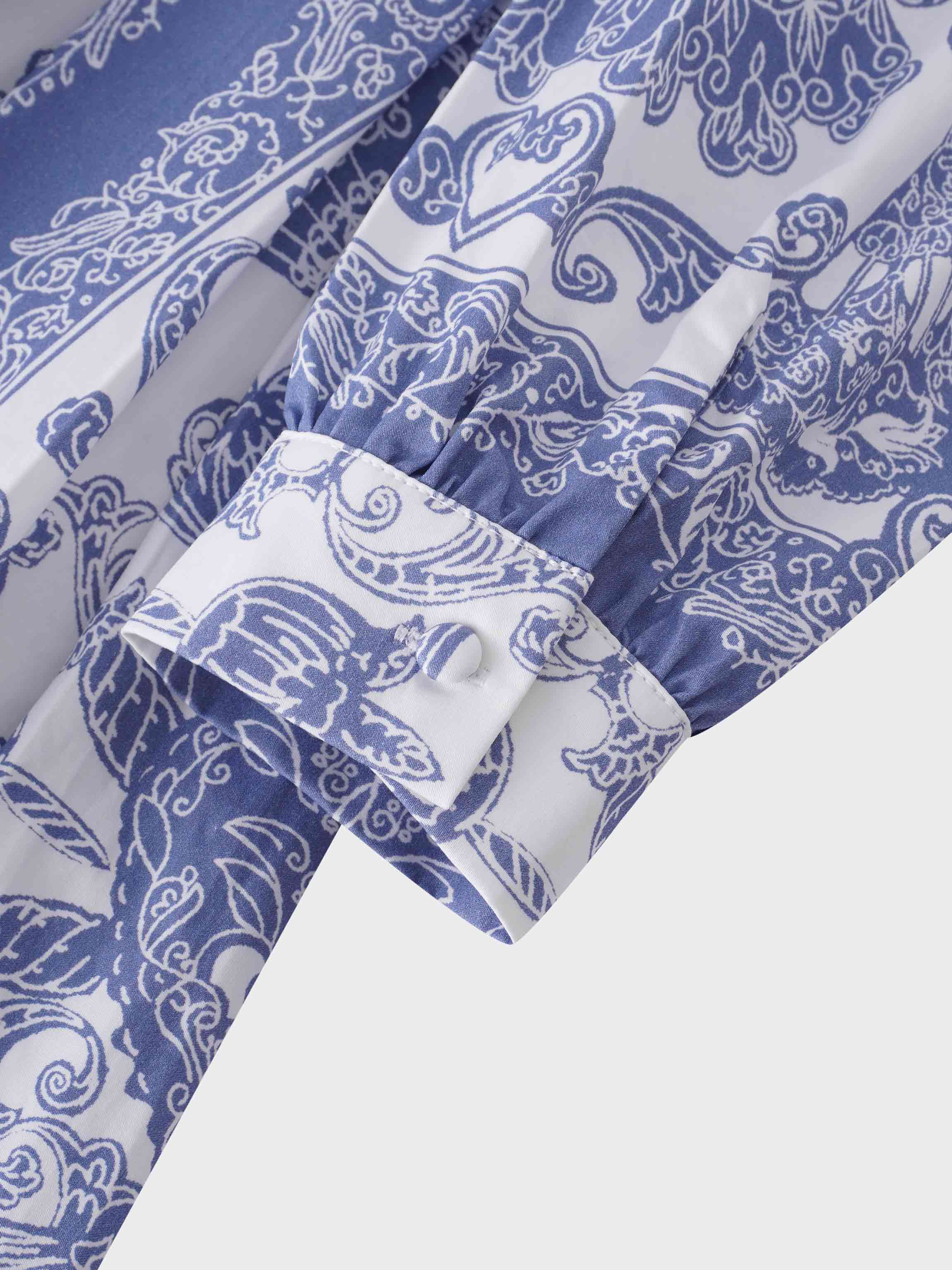 Royal Damask Dress-Blue