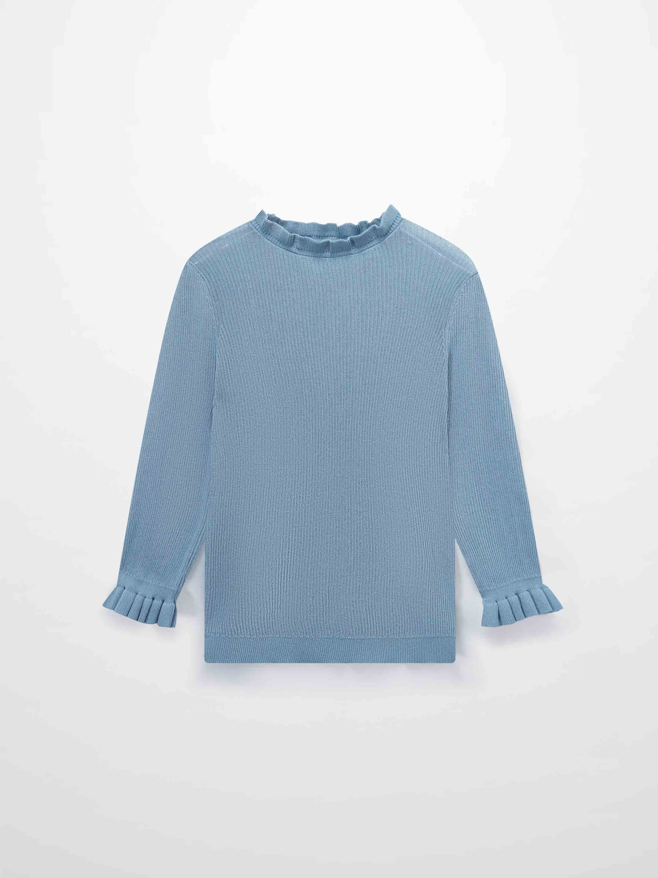 Ruffle Sweater-Light Blue