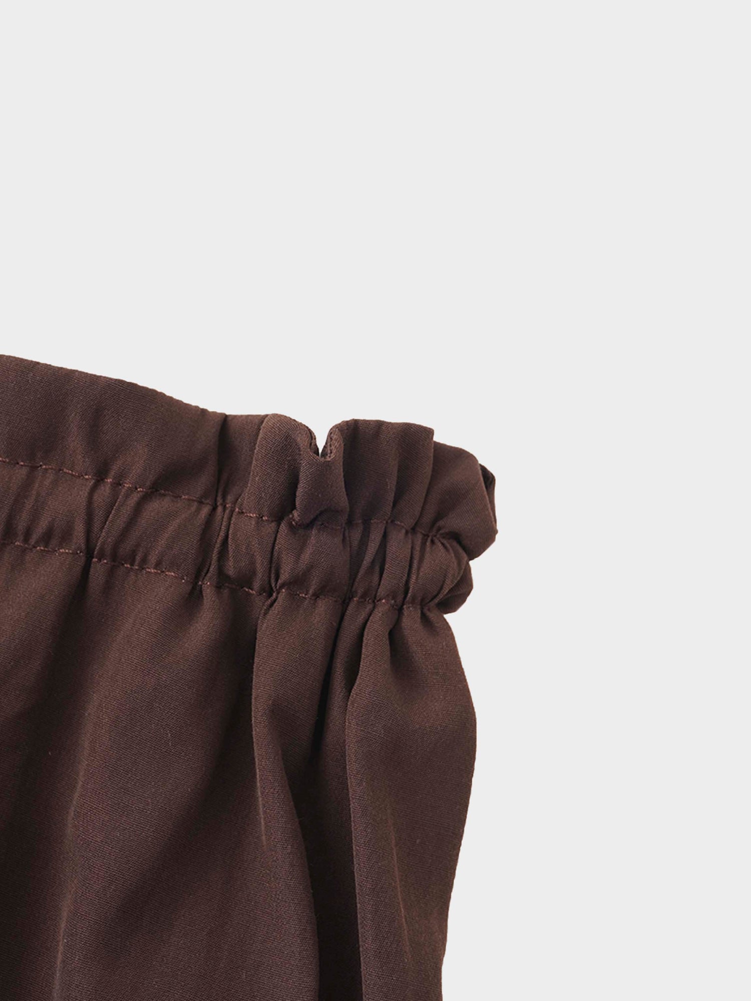 DRAWSTRING RUFFLE SKIRT-BROWN