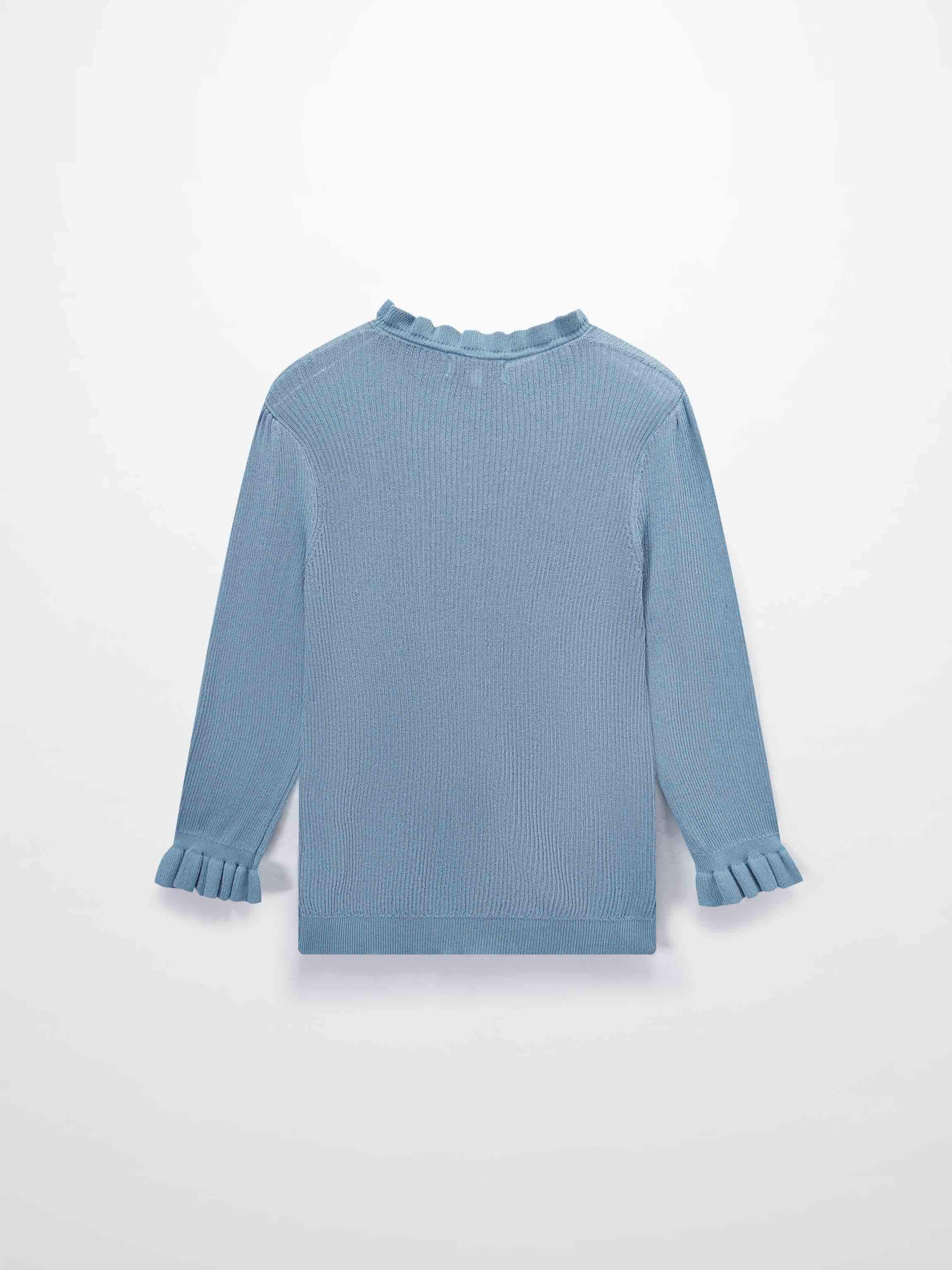 Ruffle Sweater-Light Blue