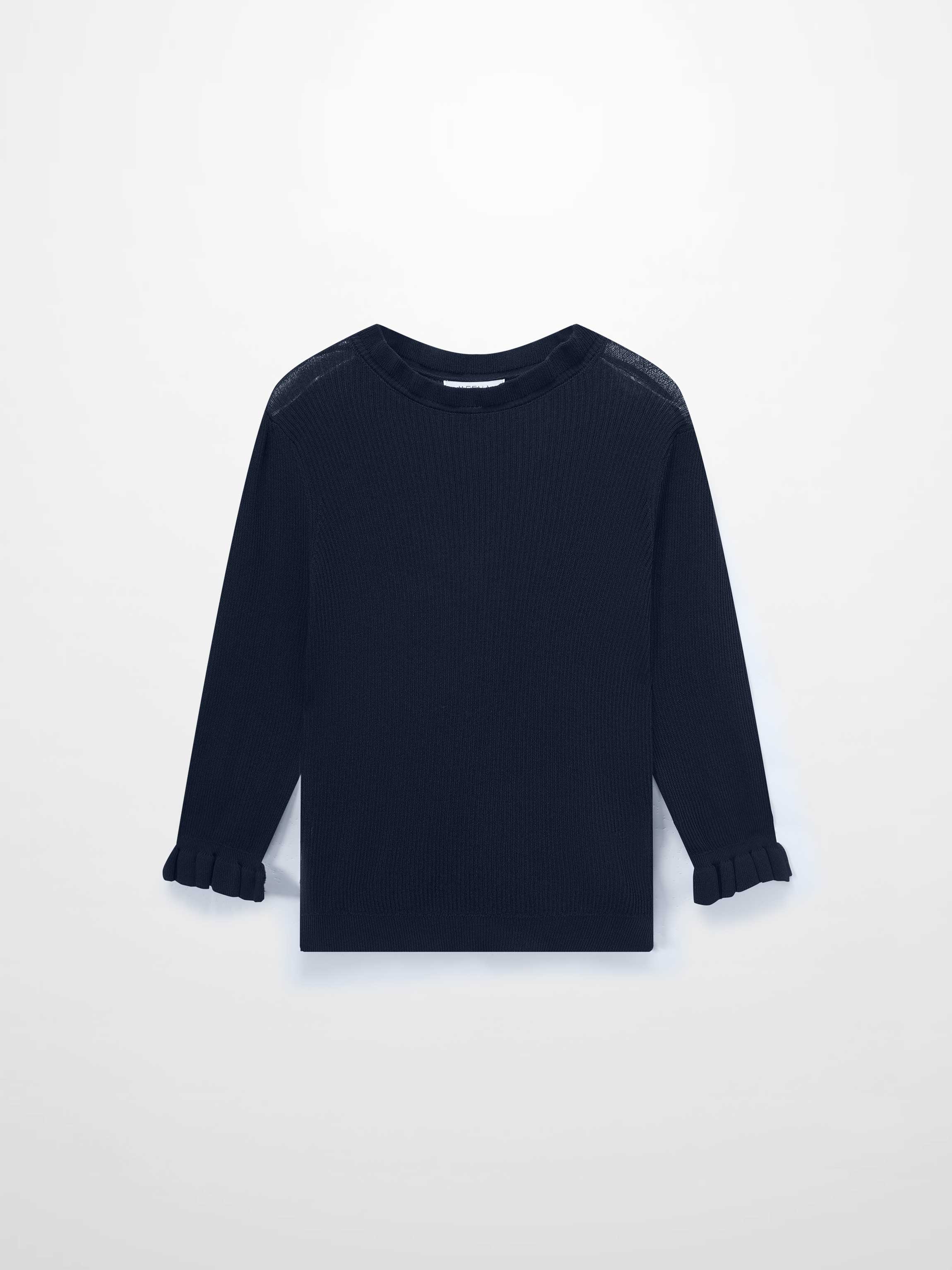 Ruffle Sweater-Navy