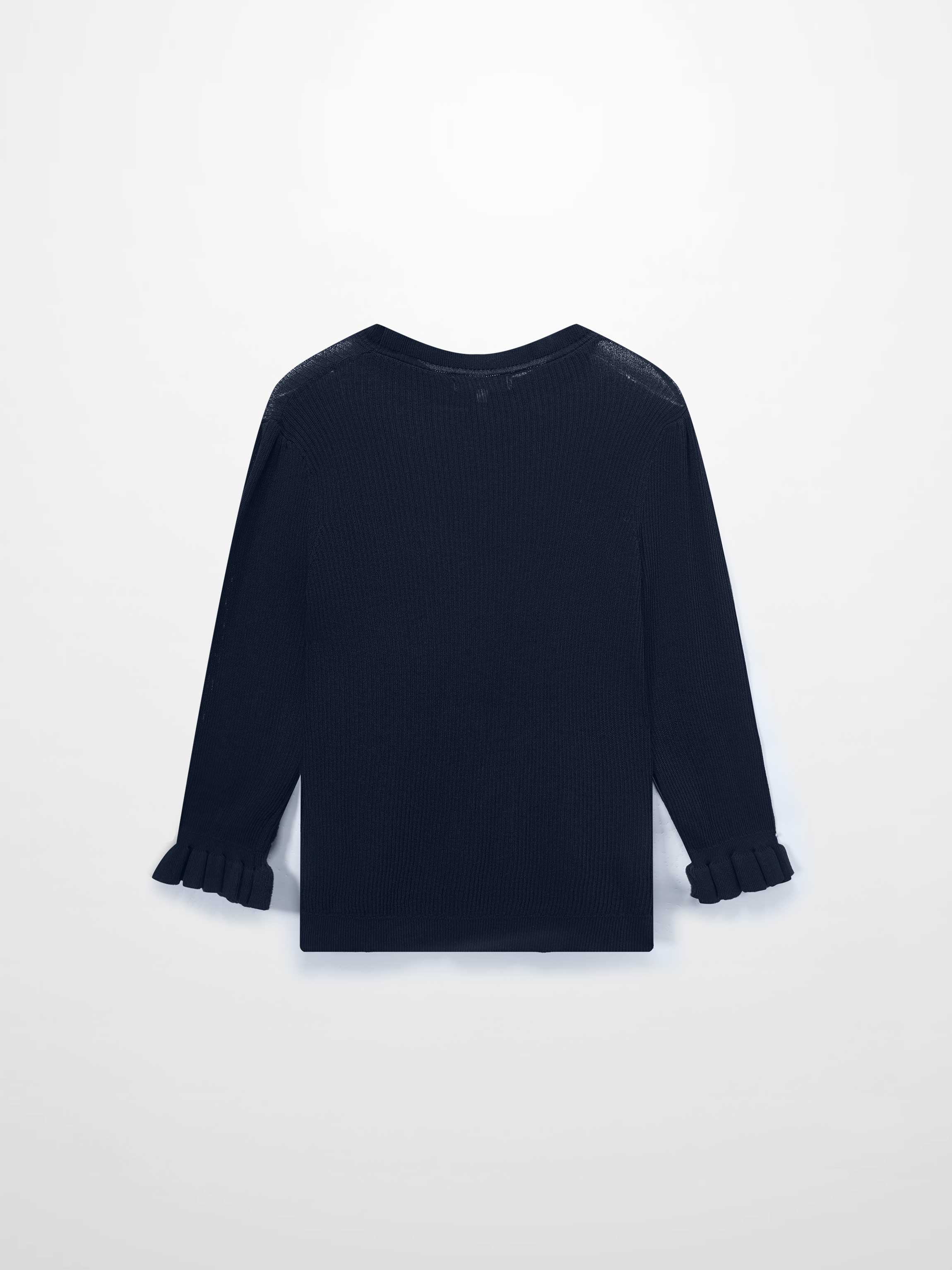 Ruffle Sweater-Navy