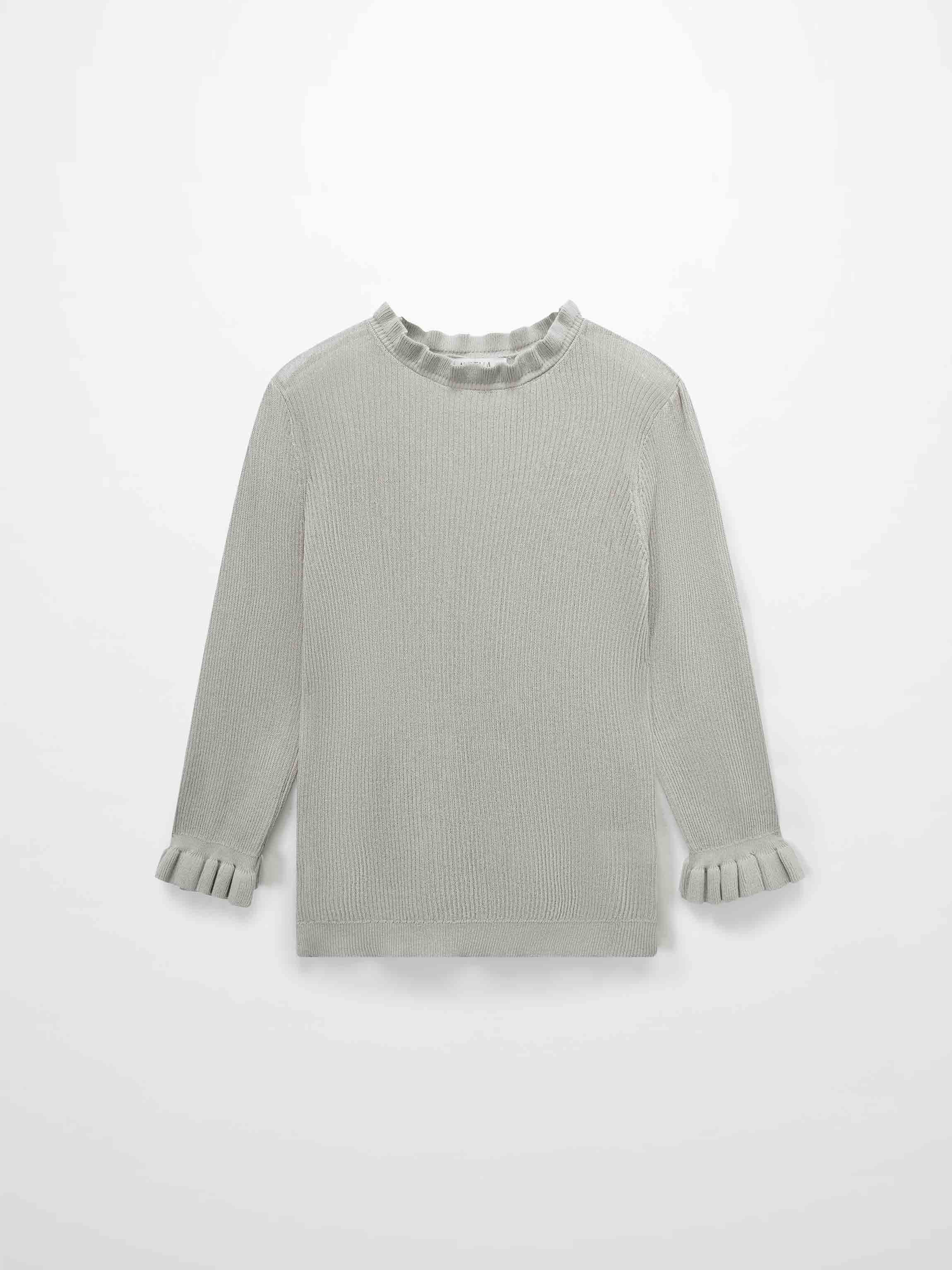 Ruffle Sweater-Ice Latte