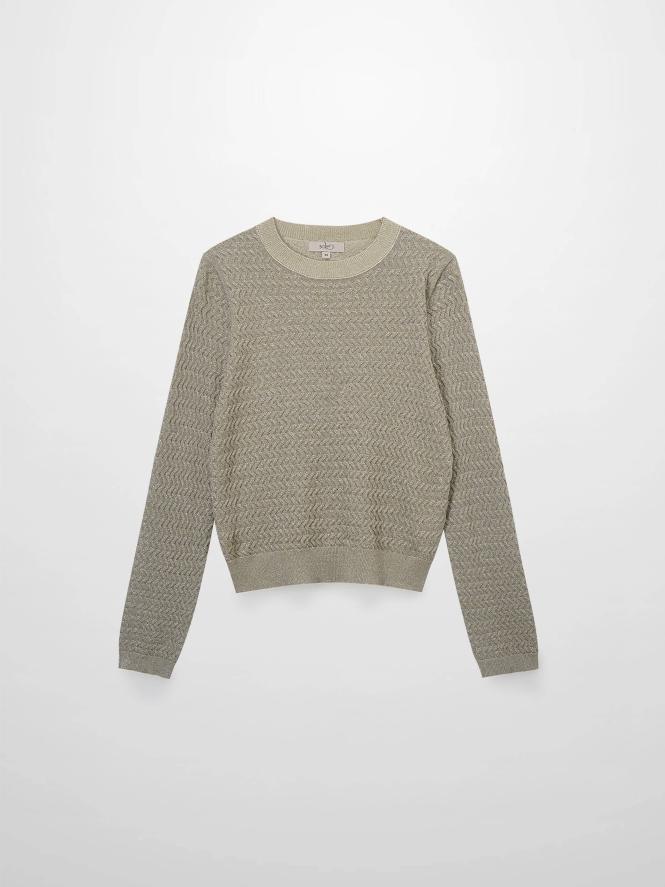 Textured Lurex Crew Sweater-Ivory