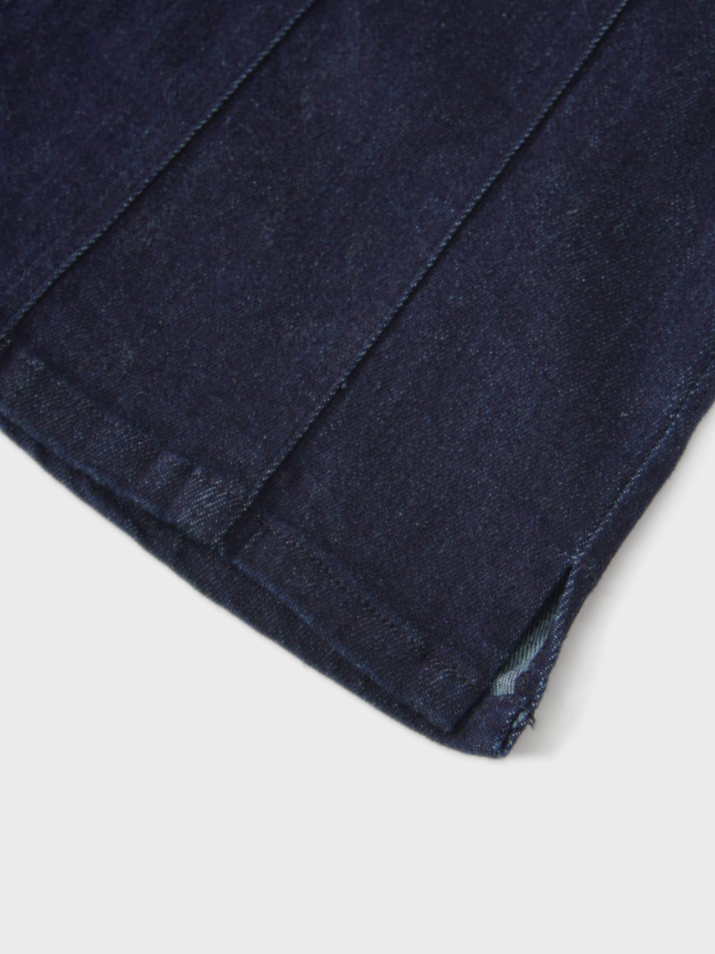 Seamed Straight Stretch Denim Skirt-Dark Blue