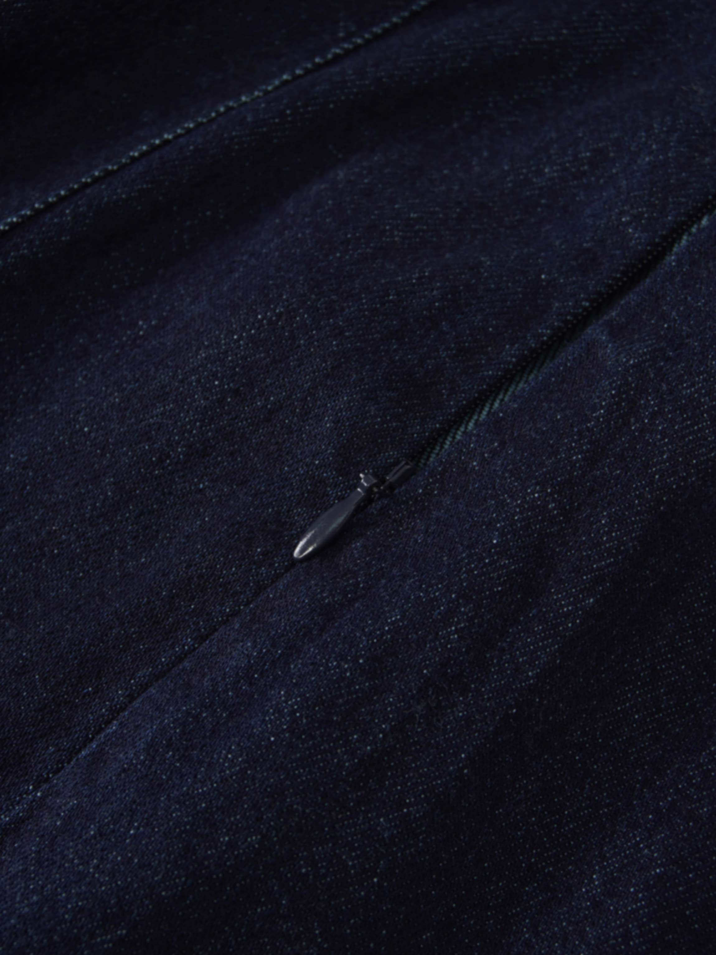 Seamed Straight Stretch Denim Skirt-Dark Blue