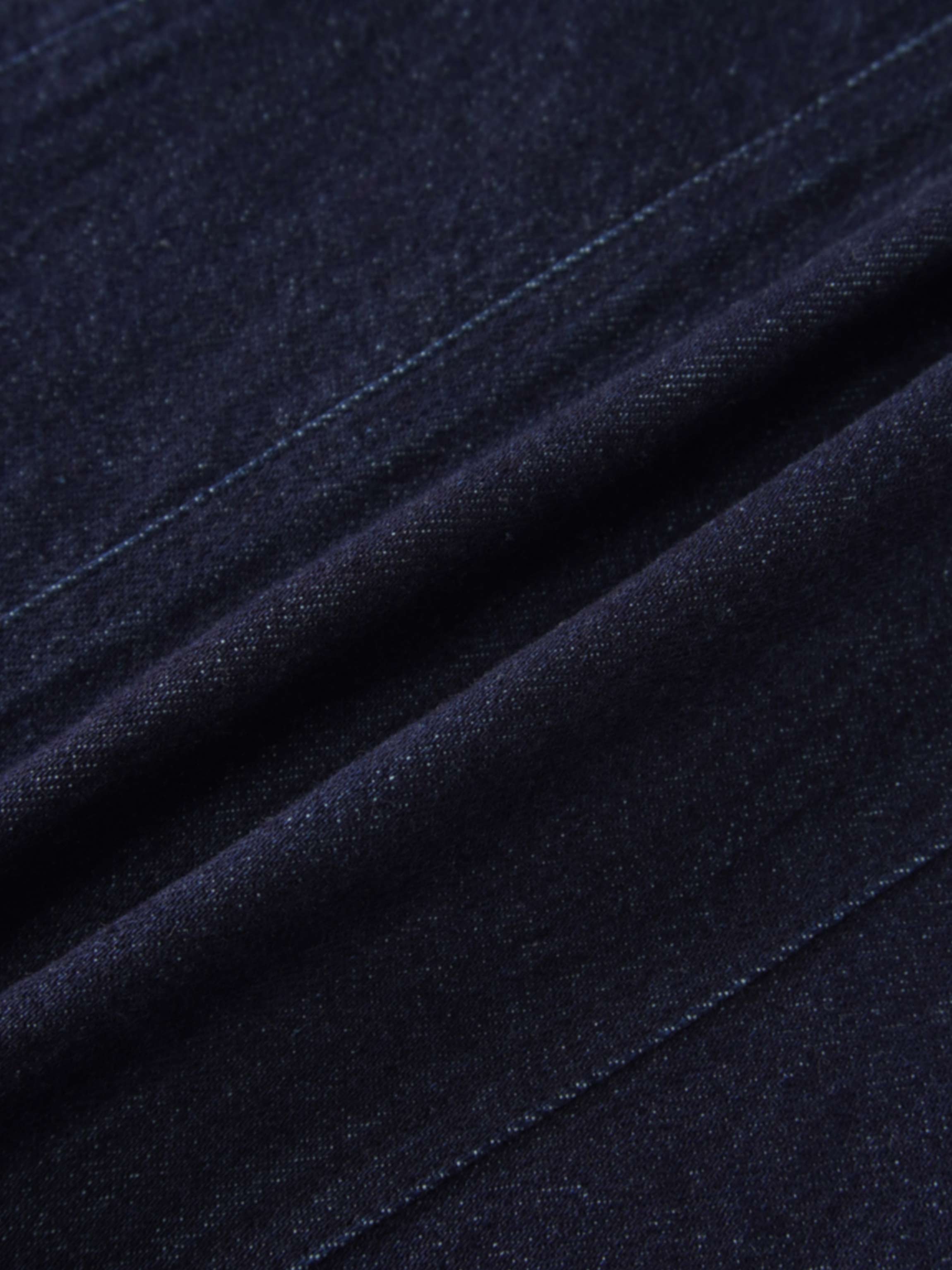 Seamed Straight Stretch Denim Skirt-Dark Blue