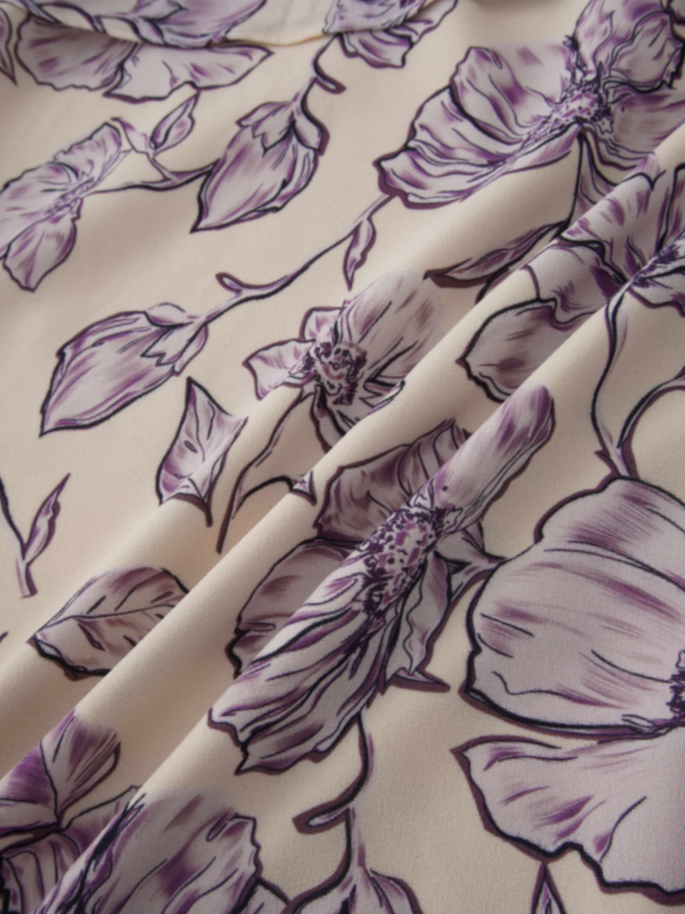 Asymmetrical Ruffle Skirt-Lavander Floral