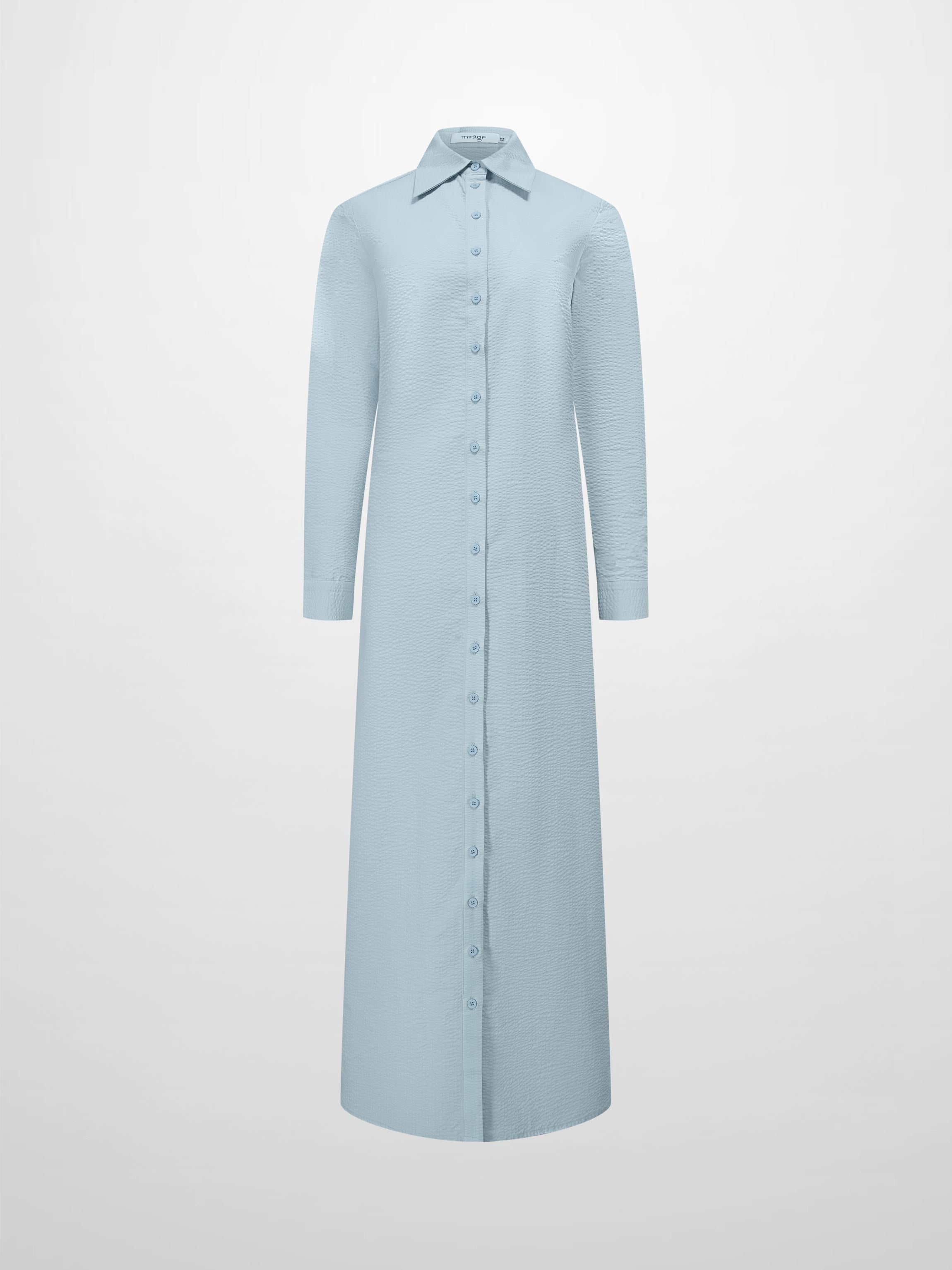 Long Button Down Shirtdress-Light Blue