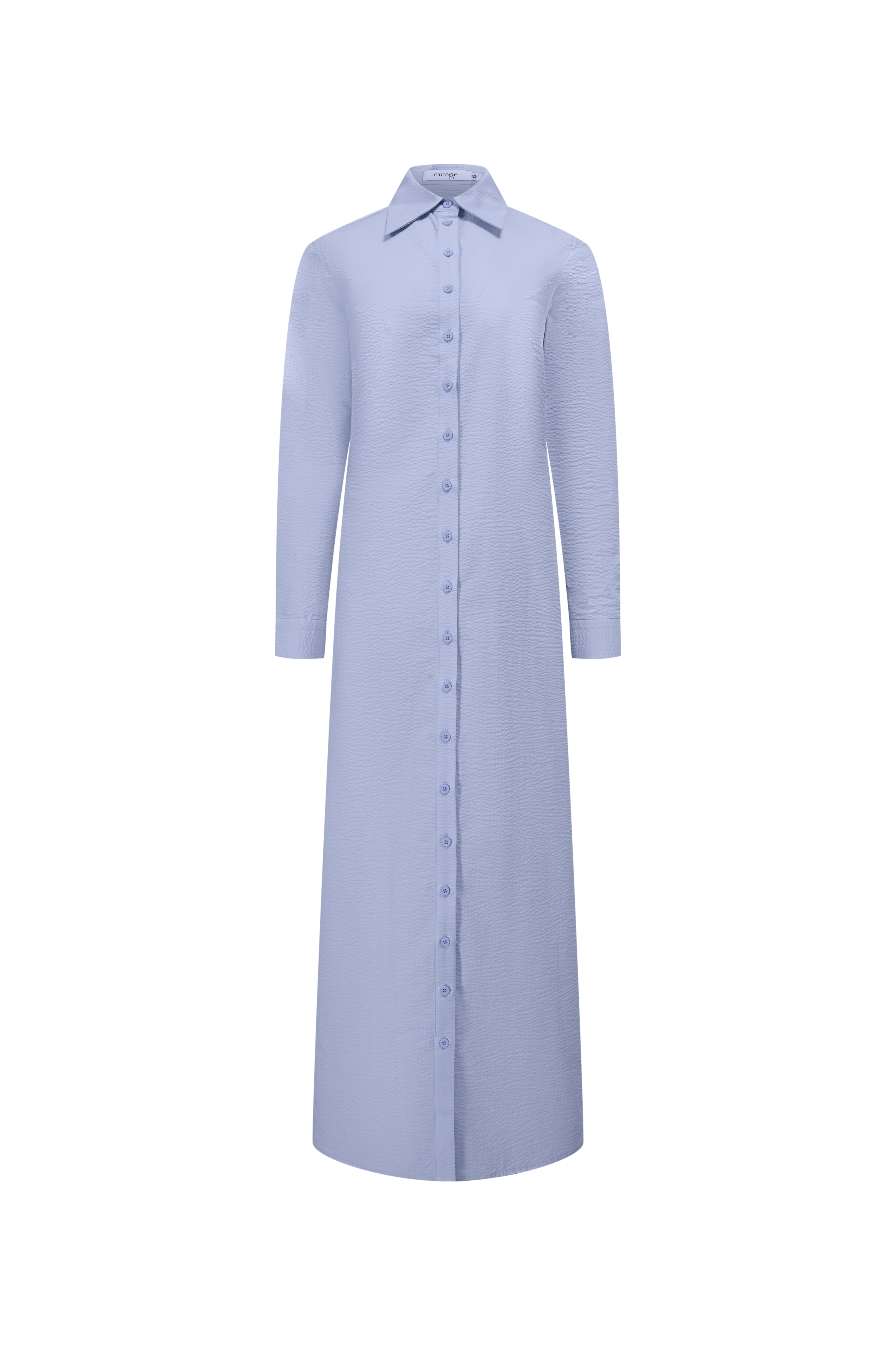 Long Button Down Shirtdress-Light Blue