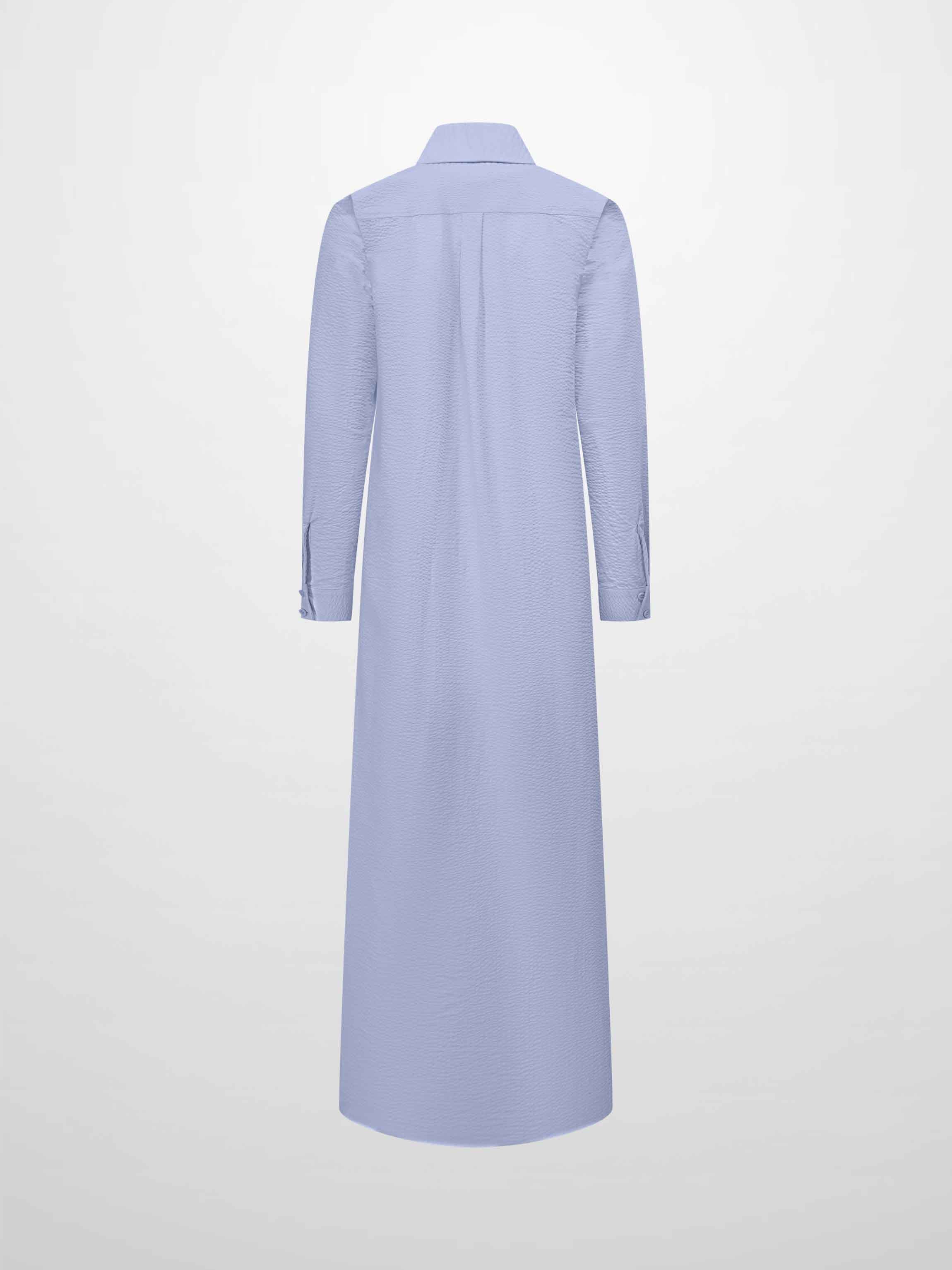 Long Button Down Shirtdress-Light Blue