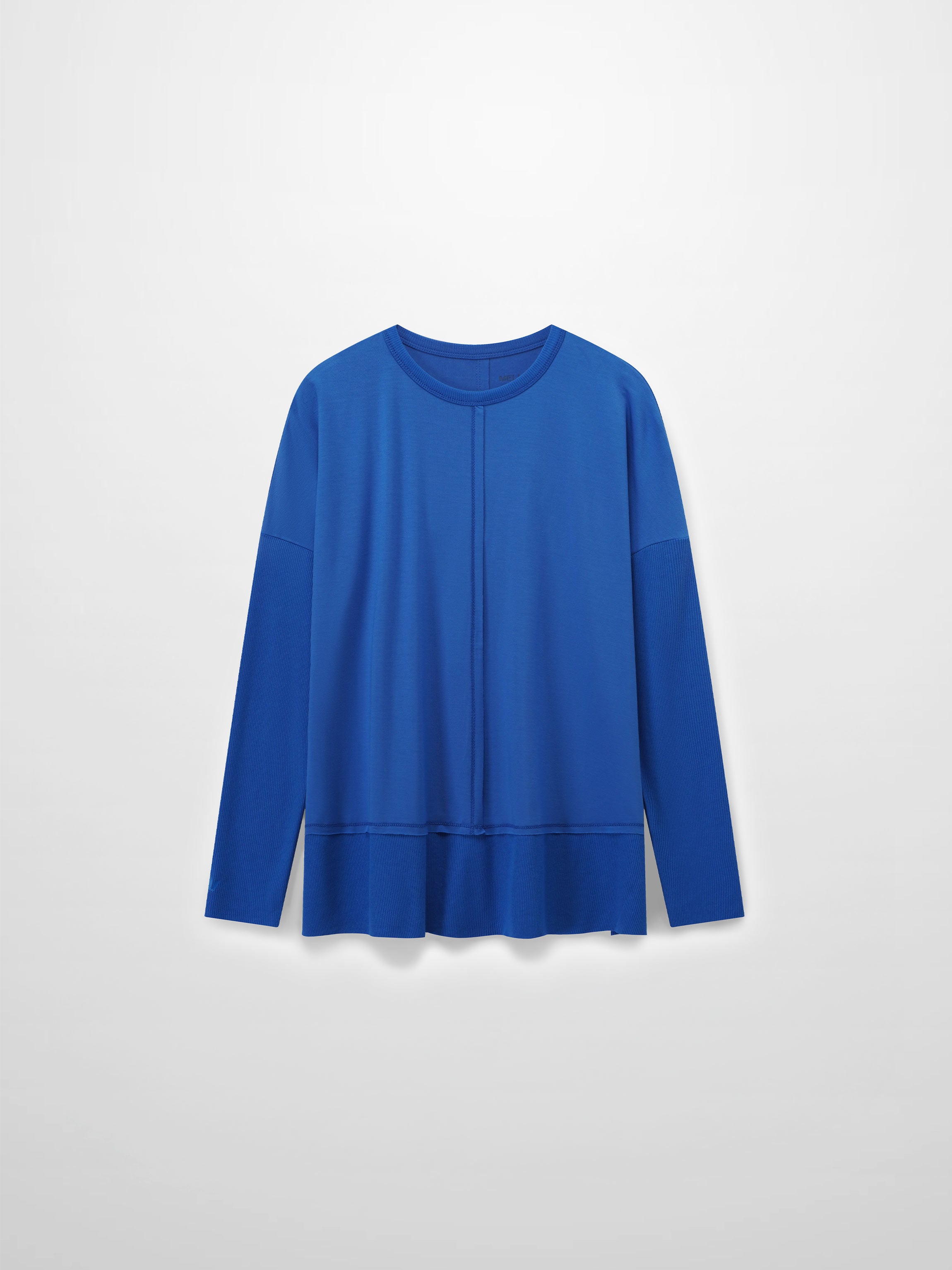 RIBBED BOTTOM T-SHIRT-COBALT BLUE
