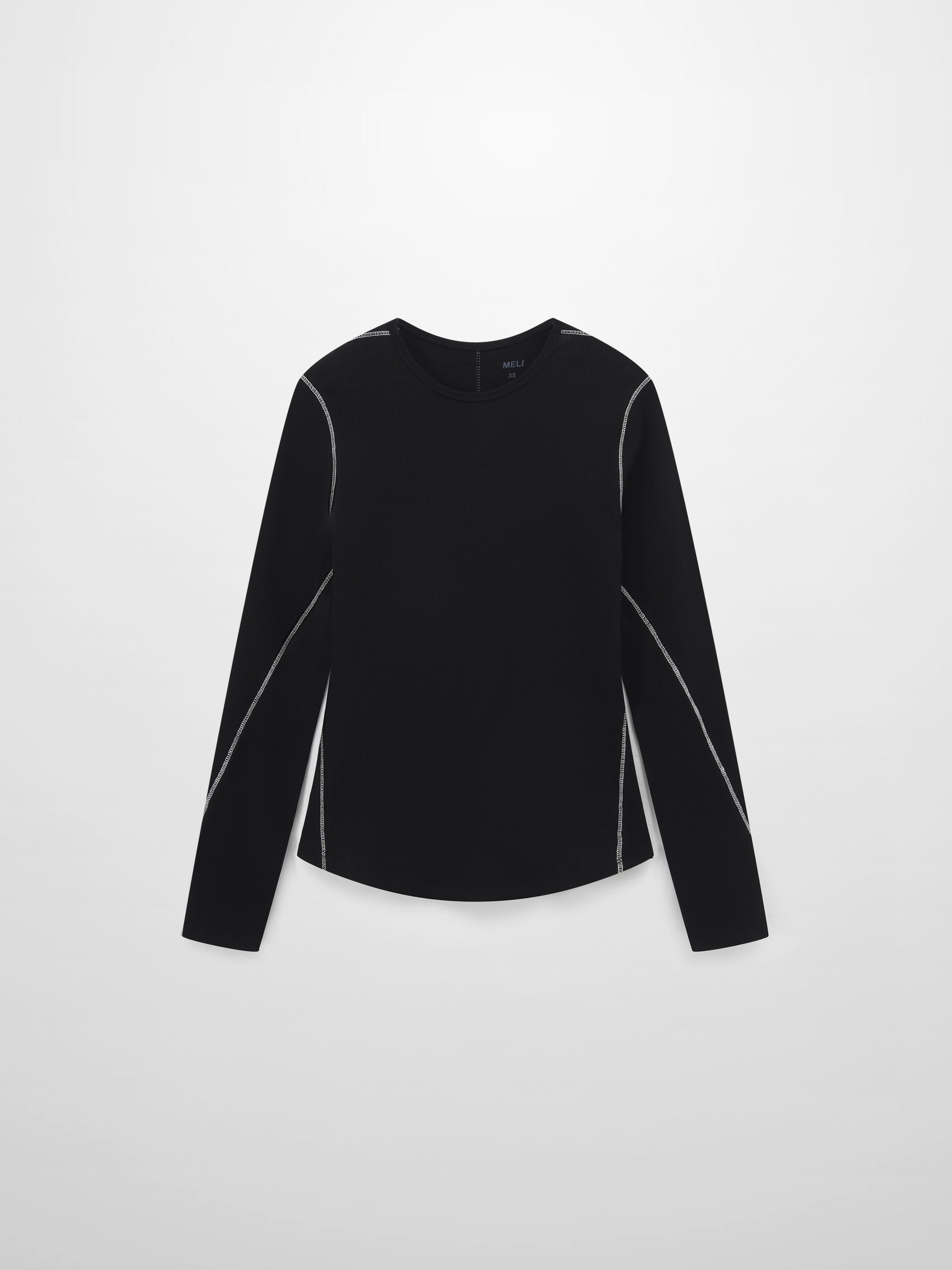 Cross Stitch Ribbed T-Shirt-Black