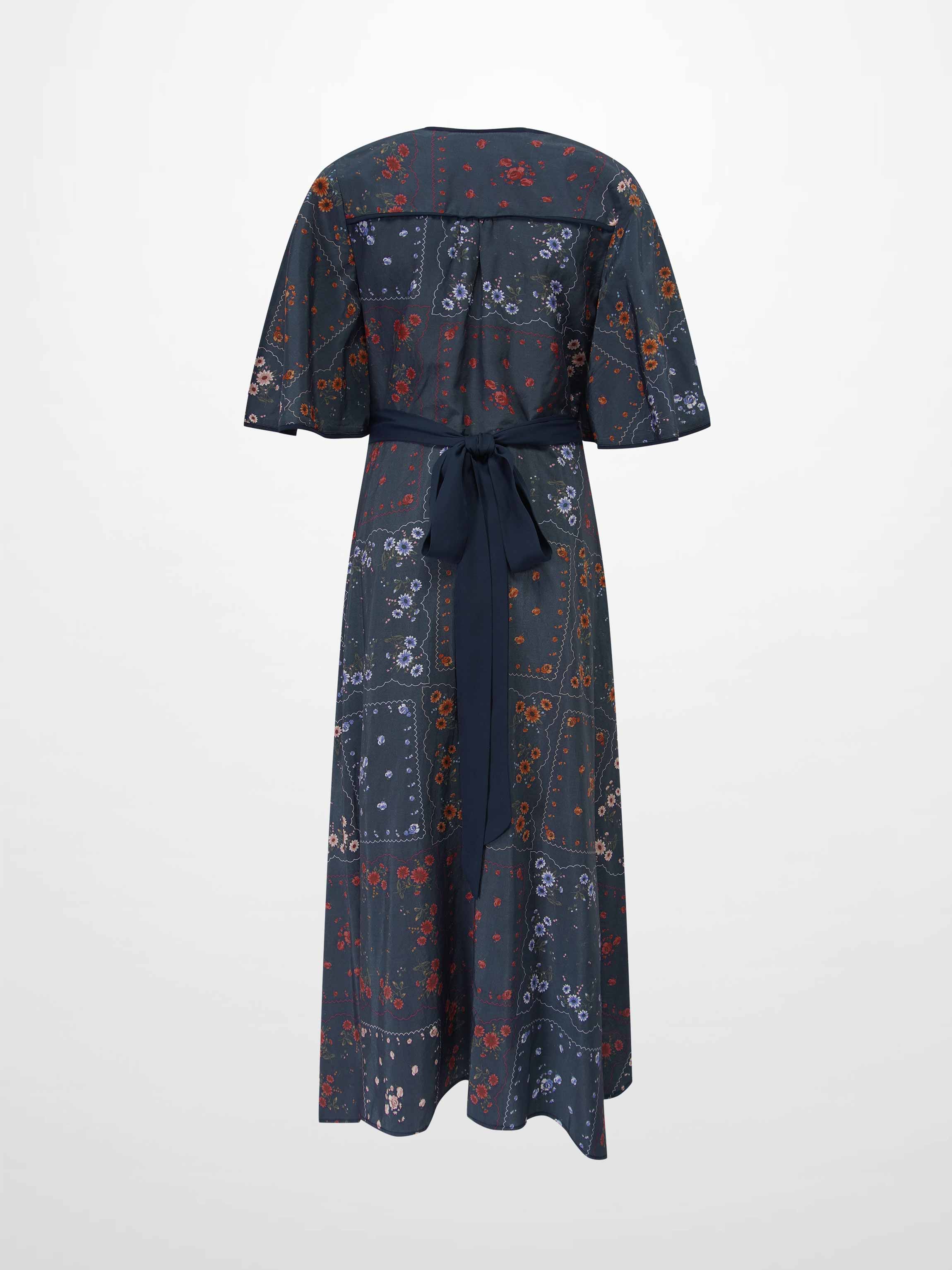 Flutter Sleeve Wrap Dress-Colored Floral