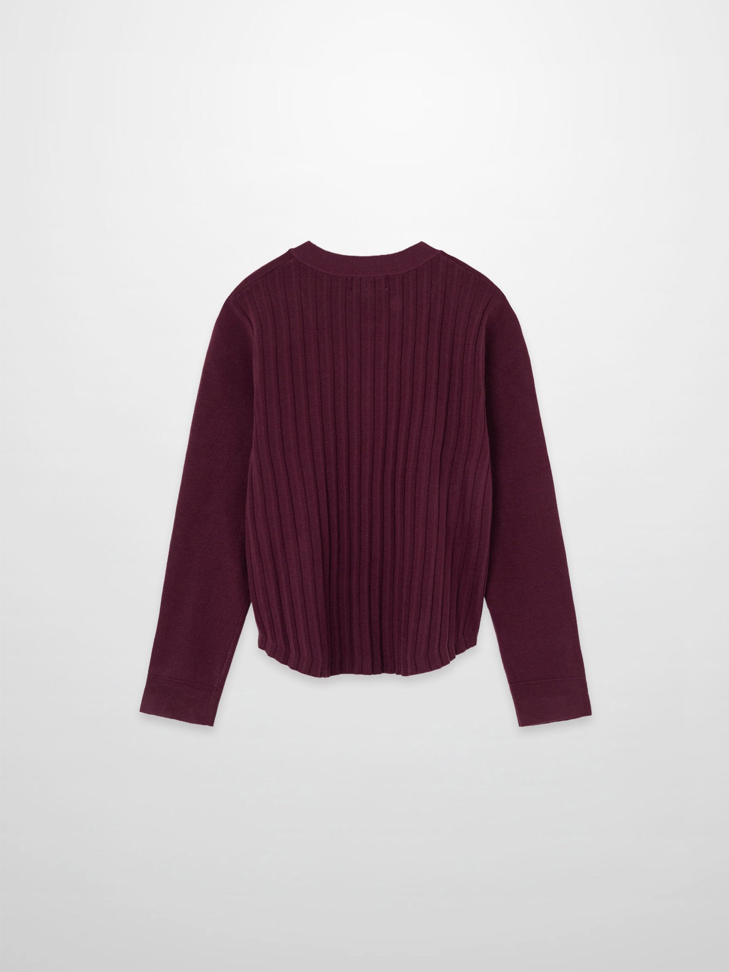 Back Wide Ribbed Cardigan Sweater-Burgundy