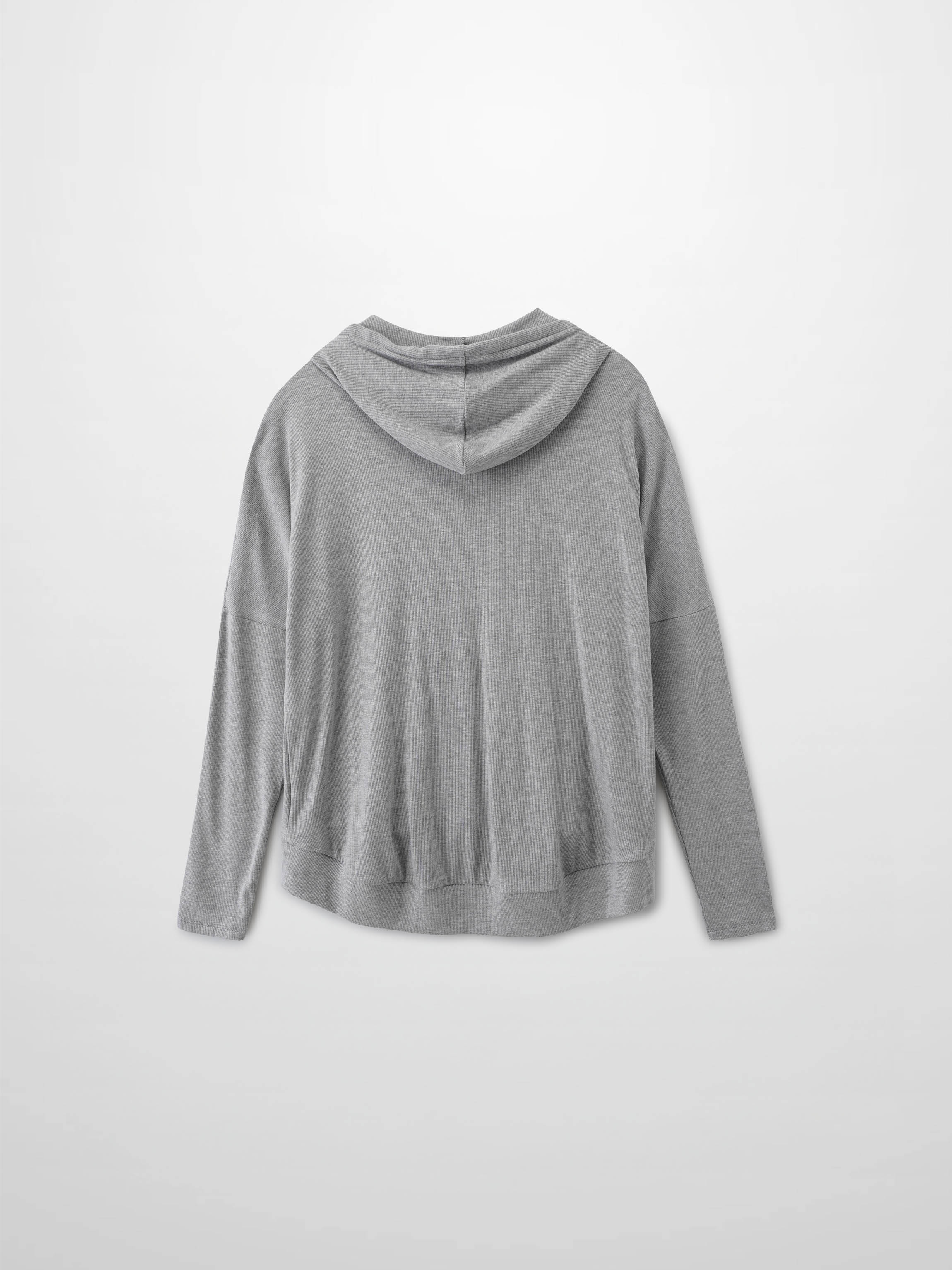 Ribbed Half Zip Hoodie Tee-Heathered Grey
