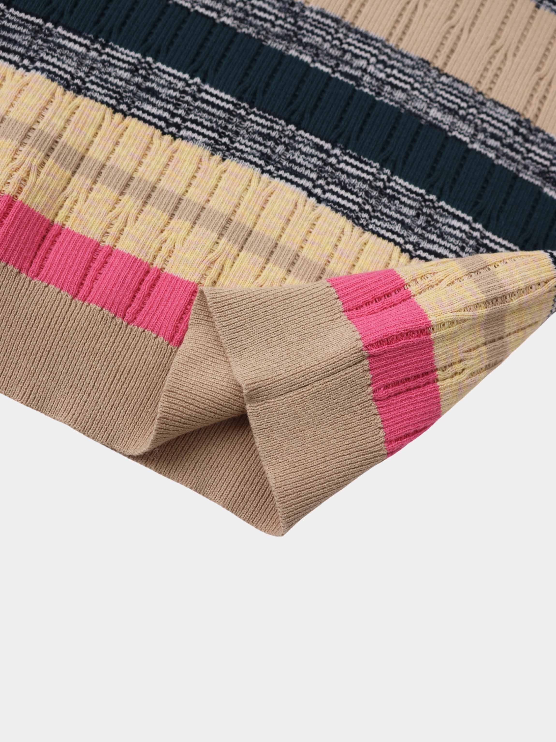 Striped Mixed Media Polo-Multi